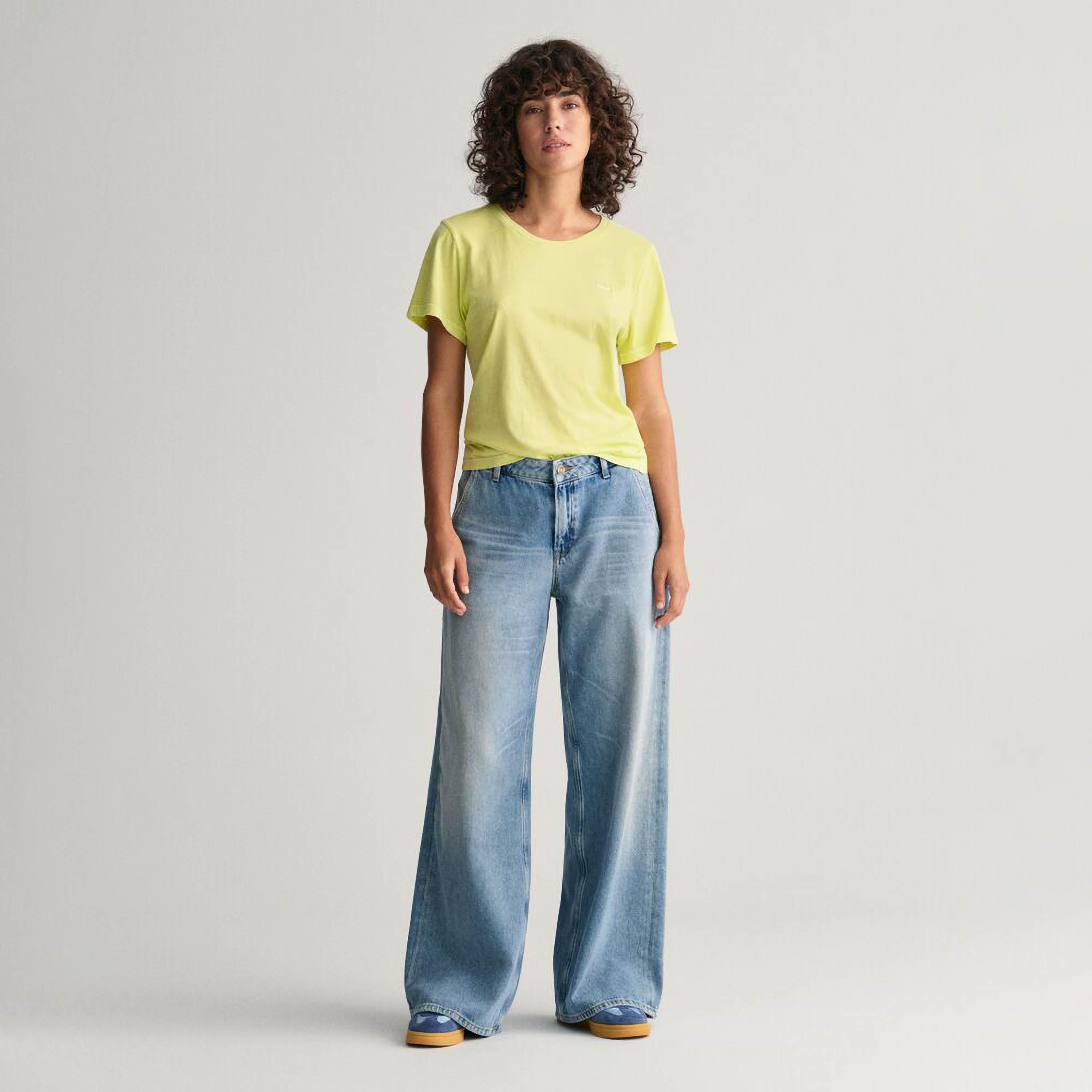 تي شيرت نسائي سادة بياقة دائرية وأكمام قصيرة من غانت-women-clothing-tshirts-image-6