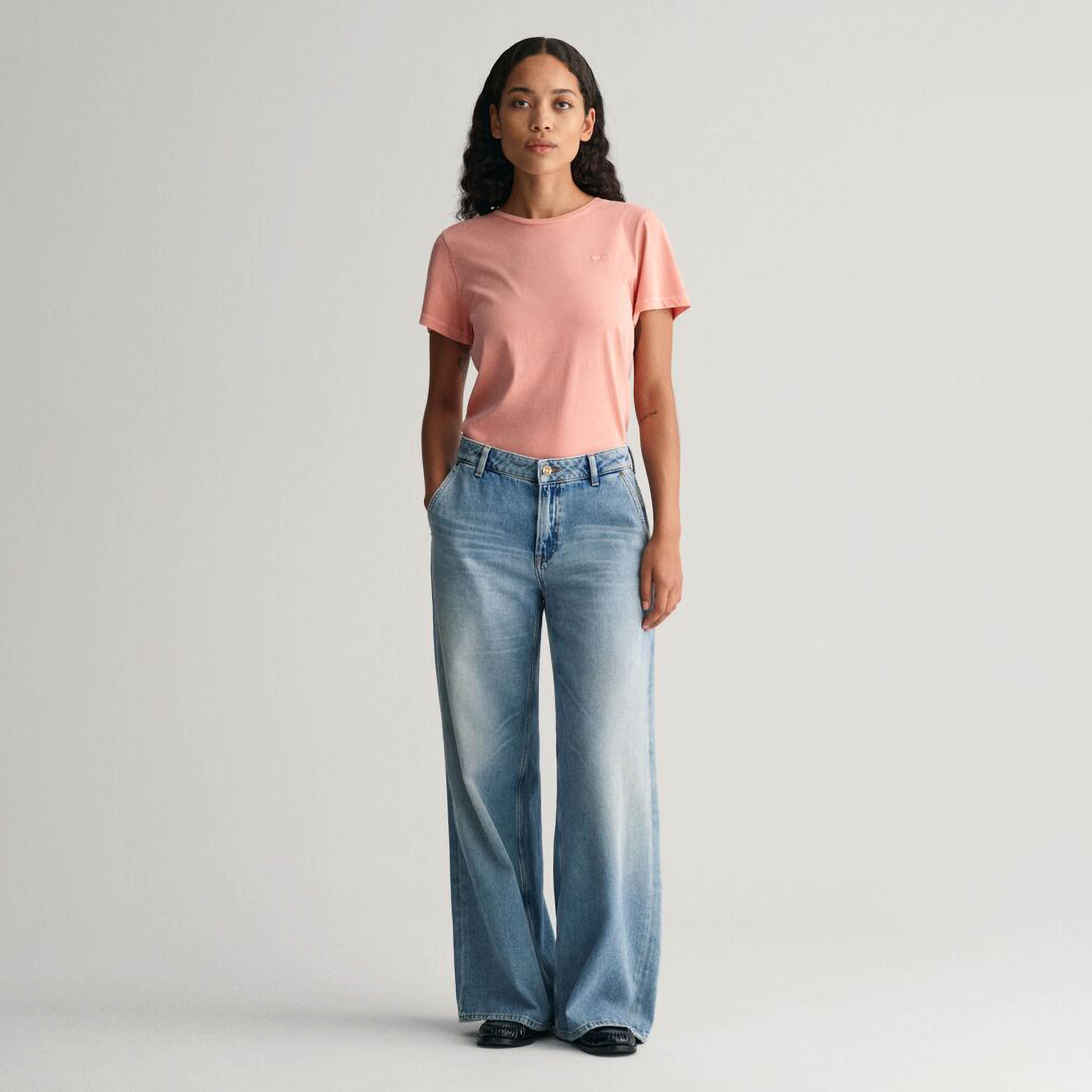 تي شيرت نسائي سادة بياقة دائرية وأكمام قصيرة من غانت-women-clothing-tshirts-image-15