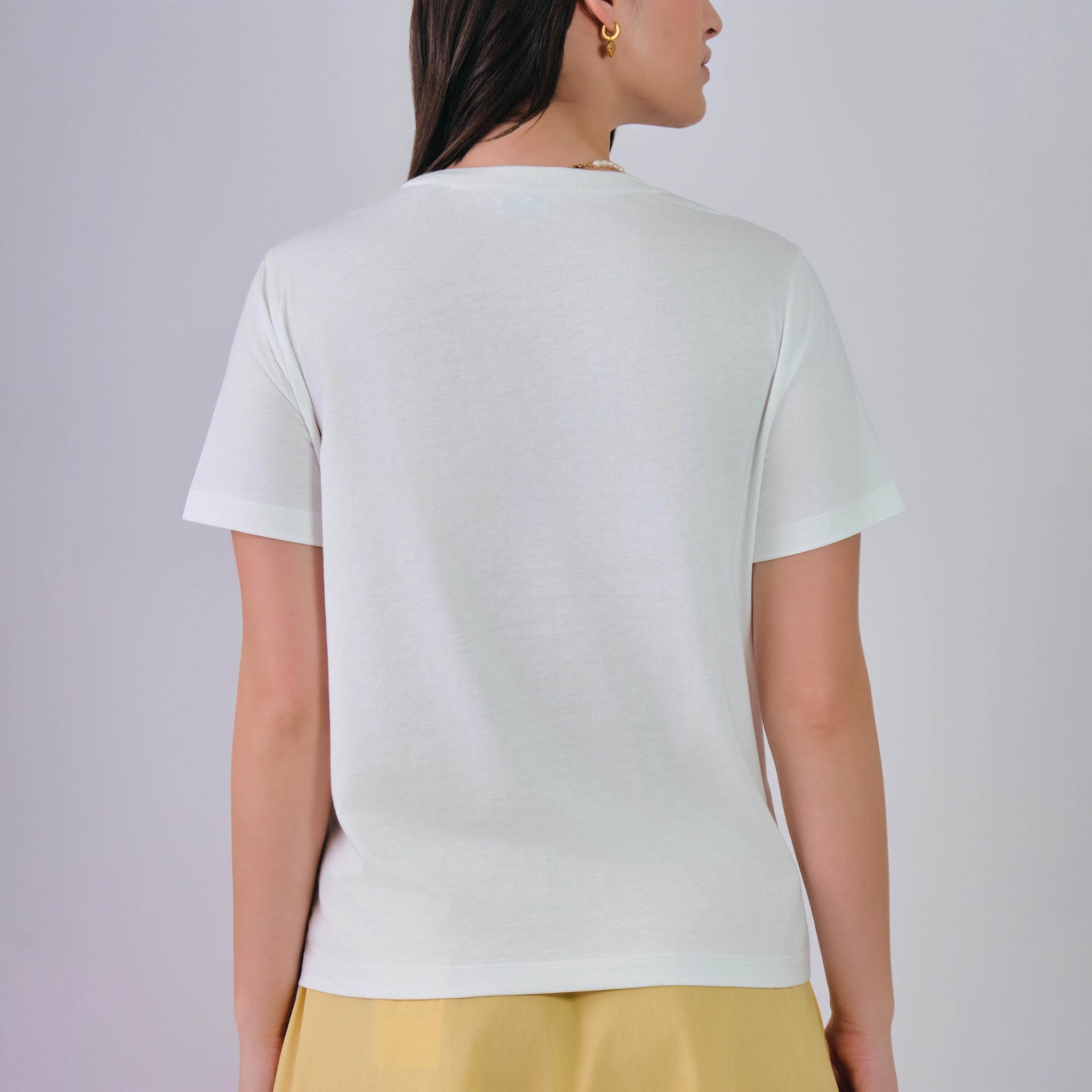 Gant Magnolia Embroidery Round Neck Short Sleeves Women's T-Shirt-women-clothing-tshirts-image-4