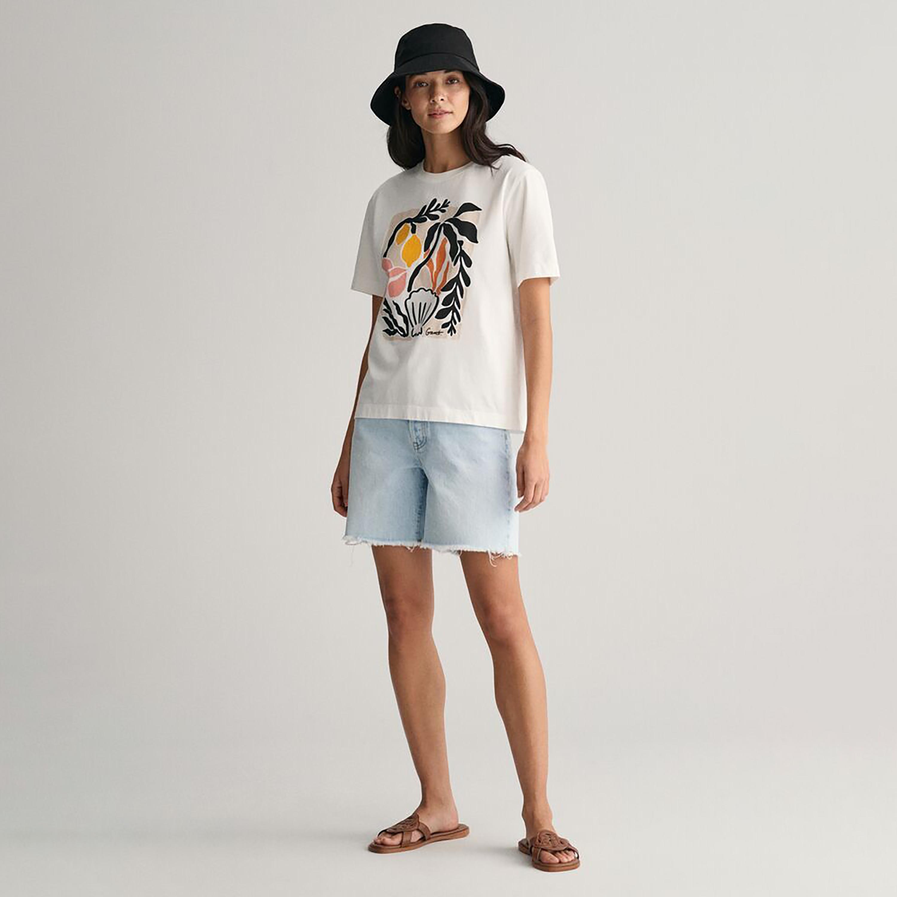 Gant Palm Print Crew Neck Short Sleeves T-Shirt-women-clothing-tshirts-image-2