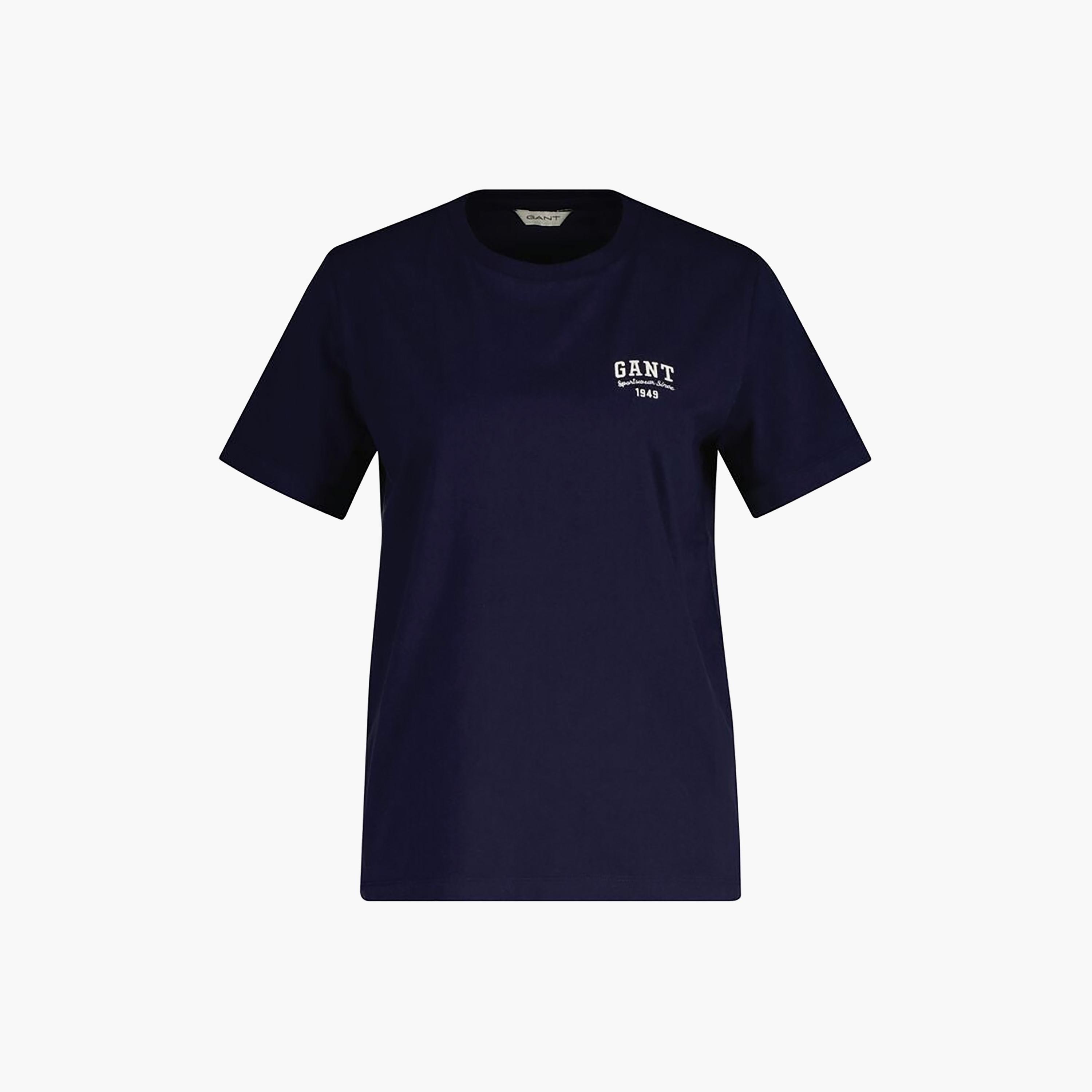 تي شيرت نسائي بأكمام قصيرة ورقبة دائرية وشعار صغير من Gant-women-clothing-tshirts-image-4