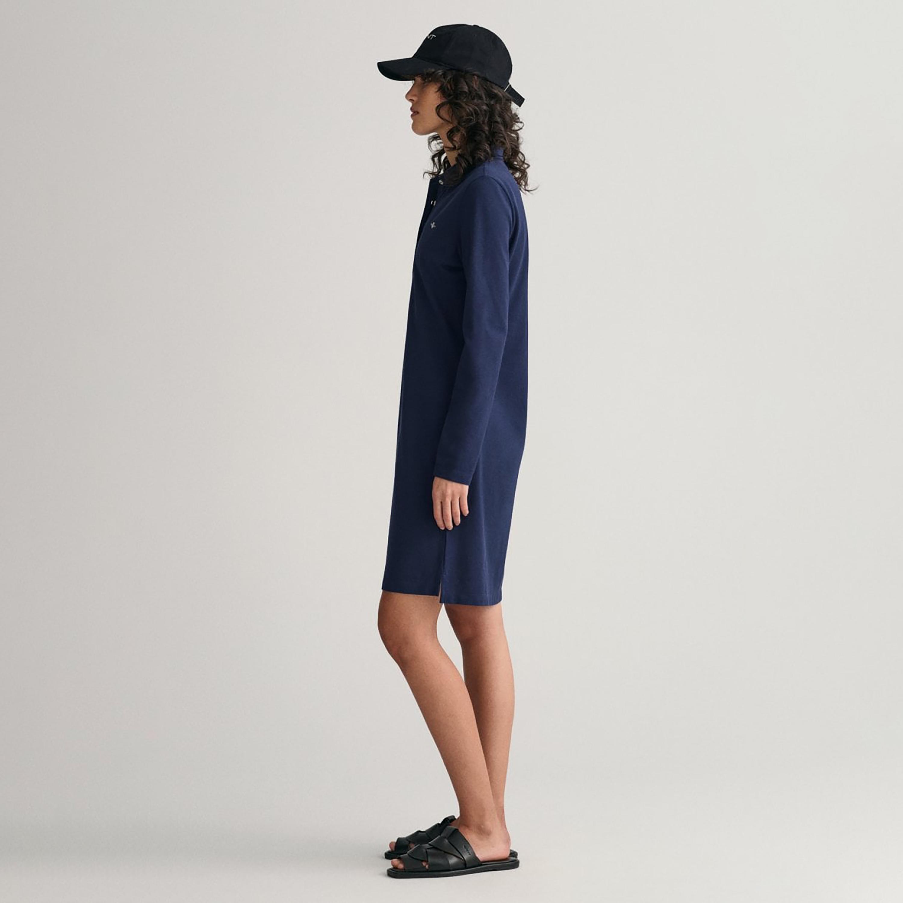 Gant Logo Detail Collared T-Shirt Knee Length Dress-women-clothing-dresses-image-2