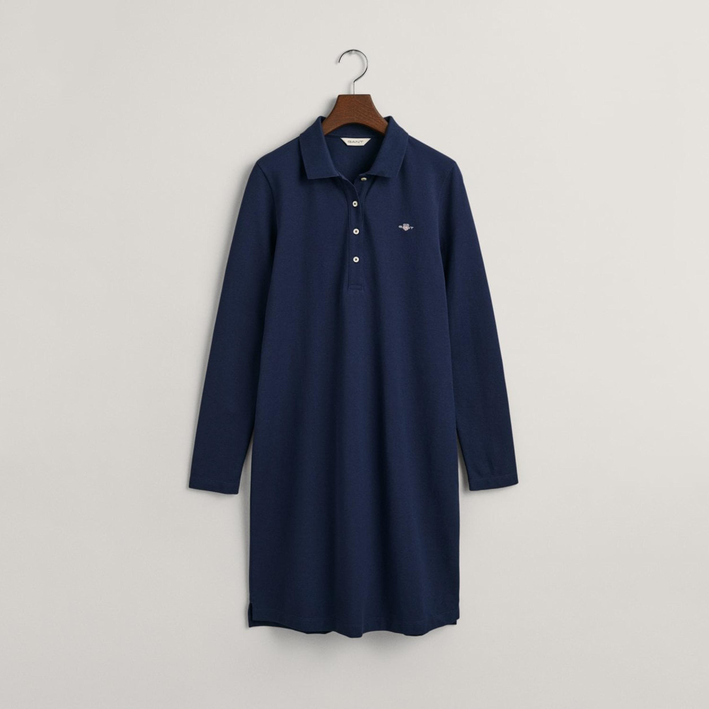 فستان بطول الركبة مع تيشيرت بياقة وشعار من جانت-women-clothing-dresses-image-4