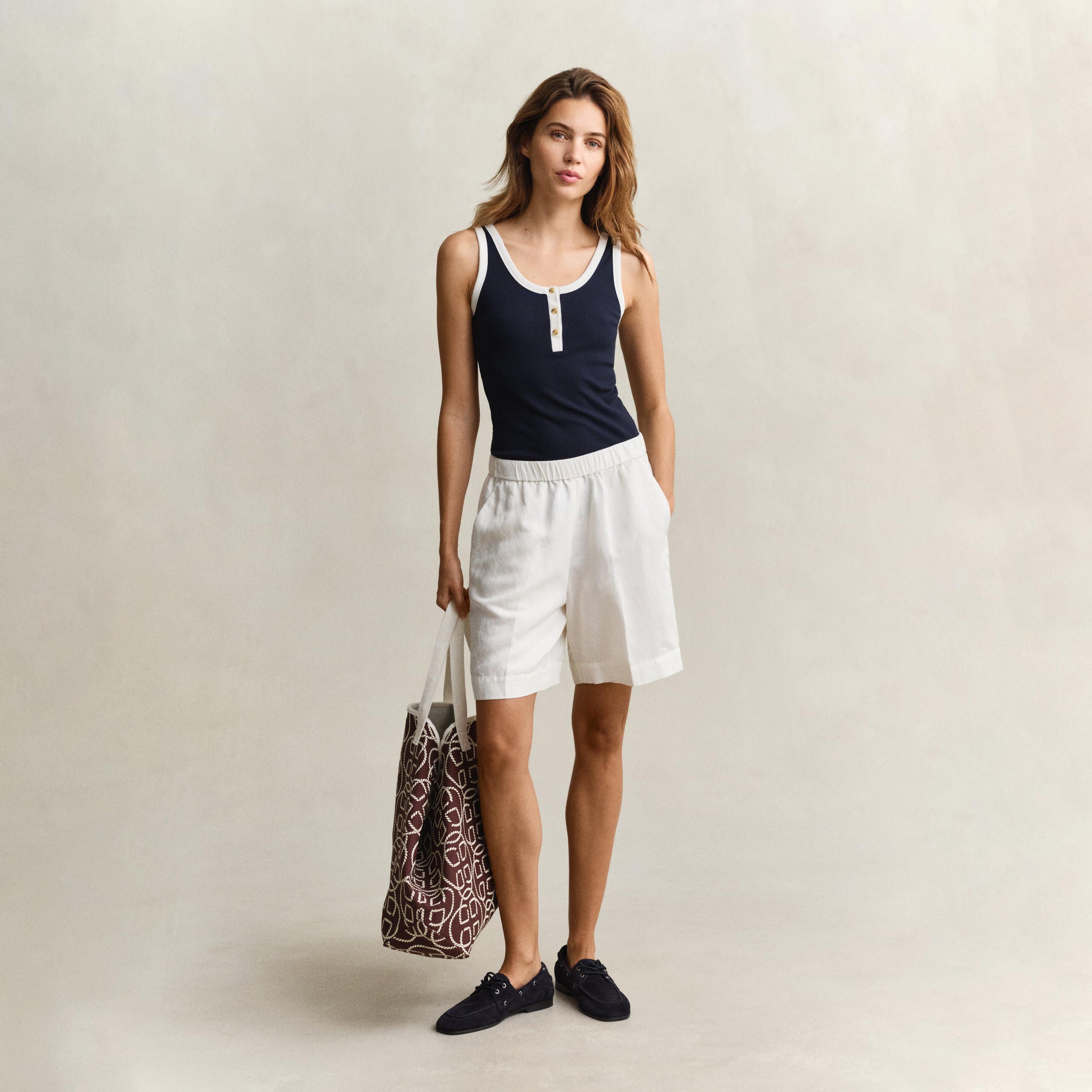 Gant Blue Ribbed Scoop Neck Women's Tank Top-women-clothing-shirtsandblouses-blouses-image-3