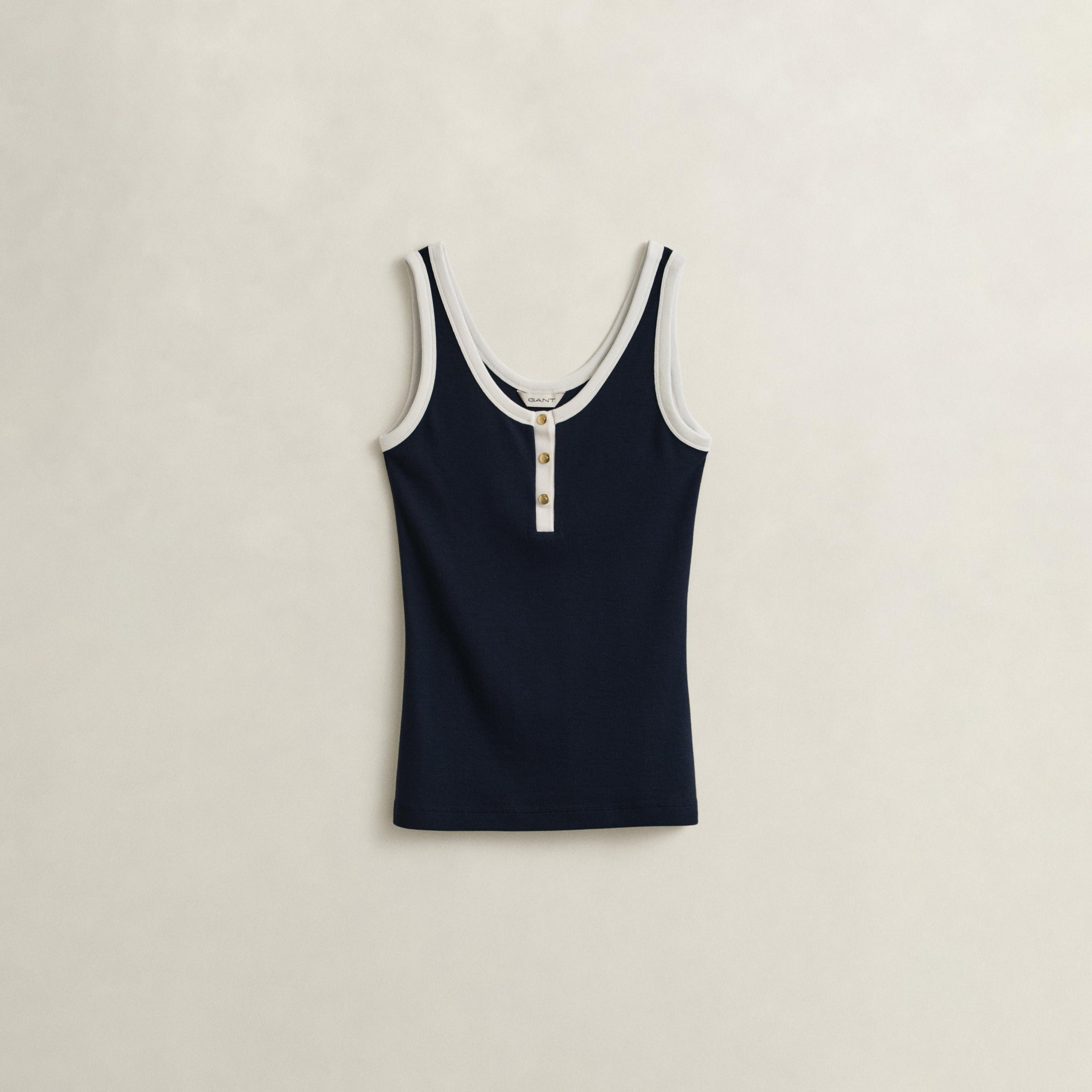 توب "تانك" نسائي أزرق مضلع بياقة "سكوب نيك" من جانت-women-clothing-shirtsandblouses-blouses-image-5