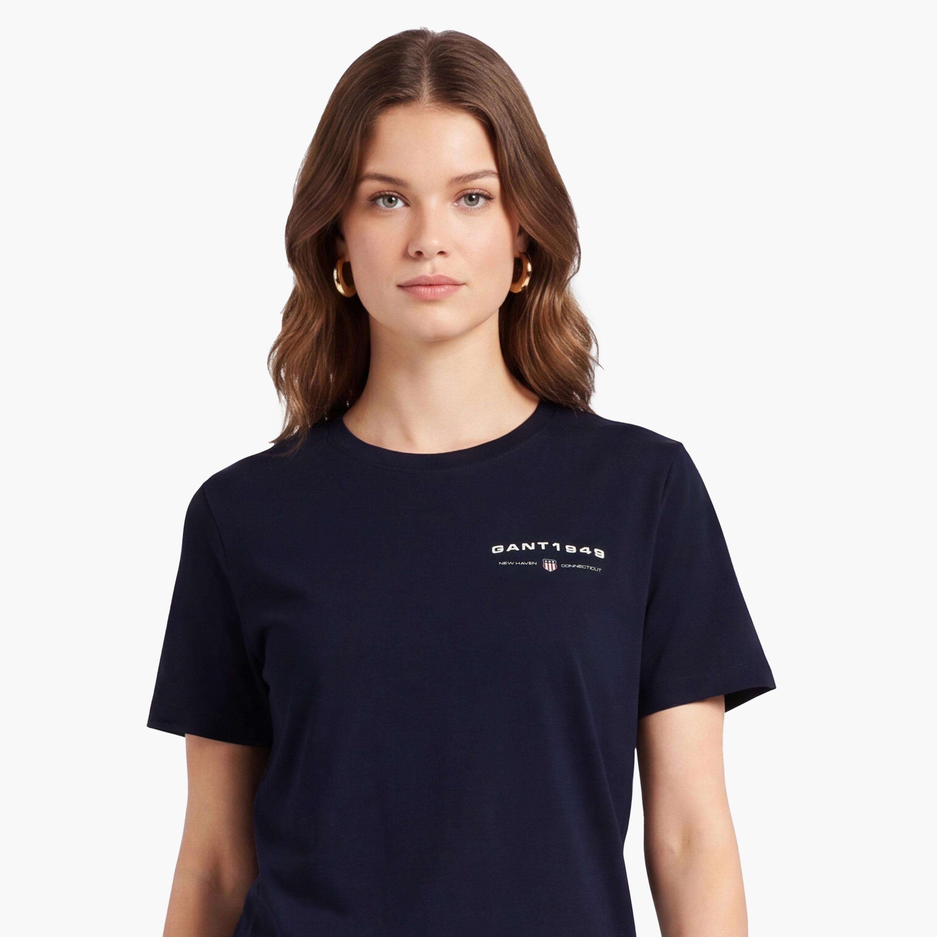 تيشيرت حريمي بياقة دائرية وأكمام قصيرة، سادة من جانت-women-clothing-tshirts-image-3