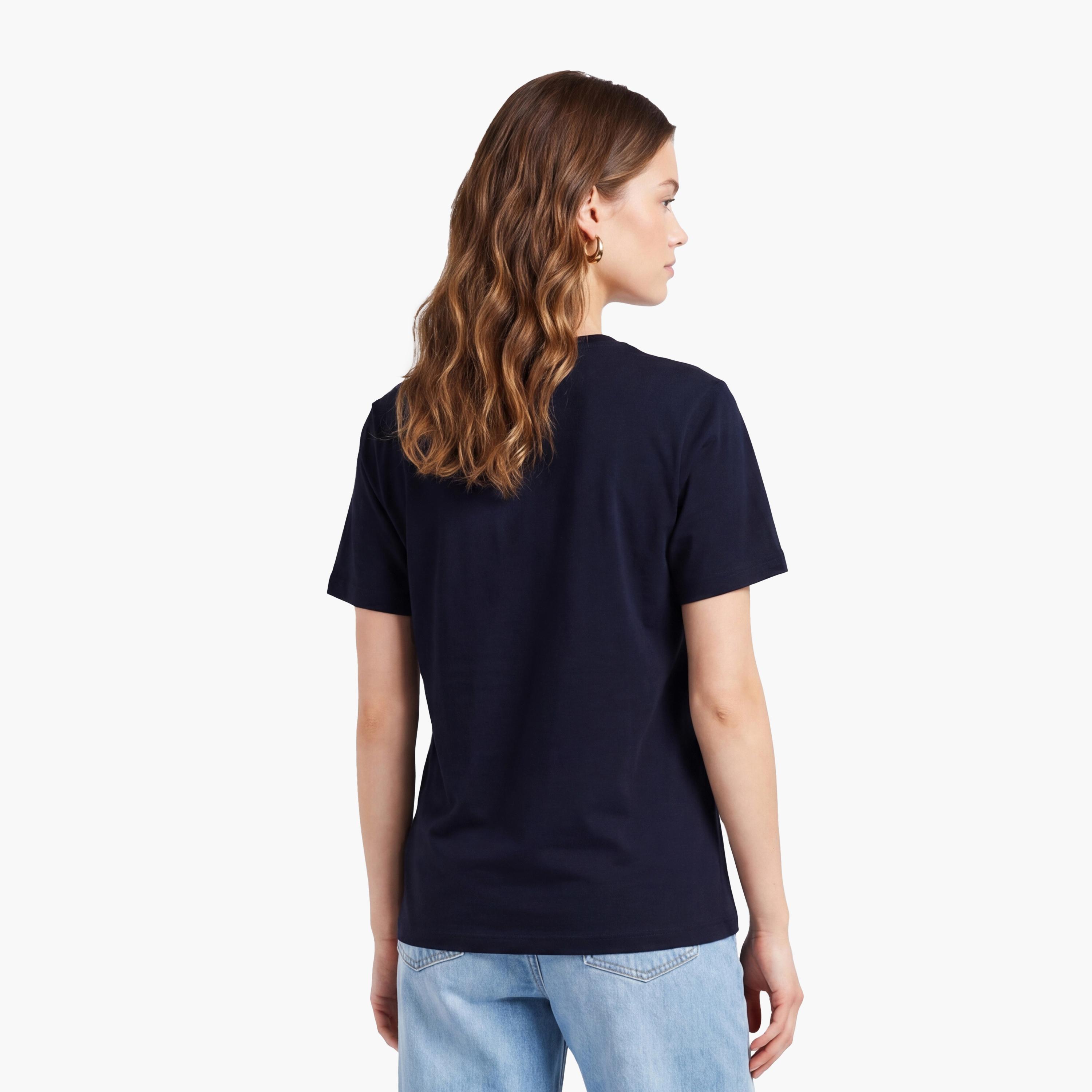تيشيرت حريمي بياقة دائرية وأكمام قصيرة، سادة من جانت-women-clothing-tshirts-image-4