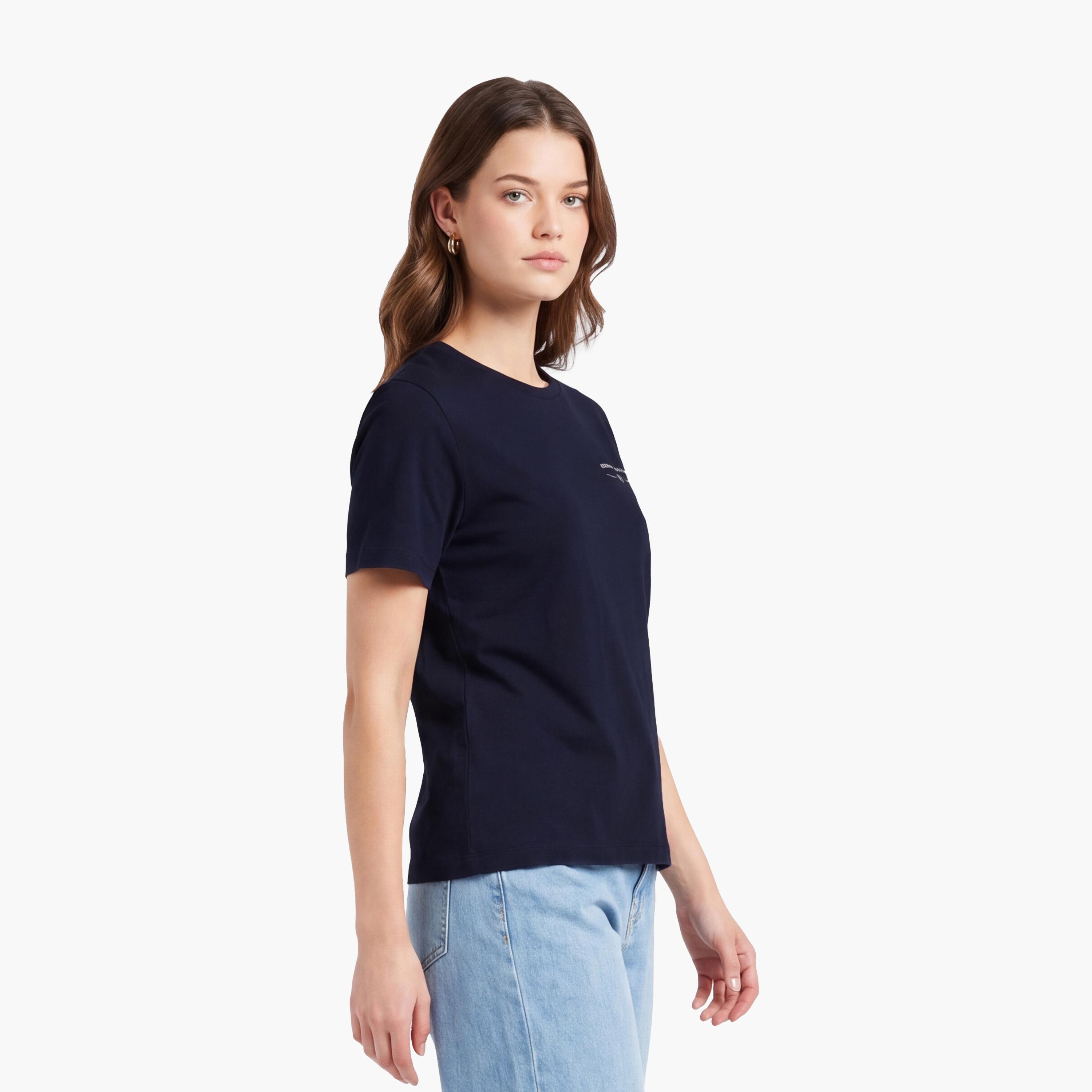 تيشيرت حريمي بياقة دائرية وأكمام قصيرة، سادة من جانت-women-clothing-tshirts-image-5