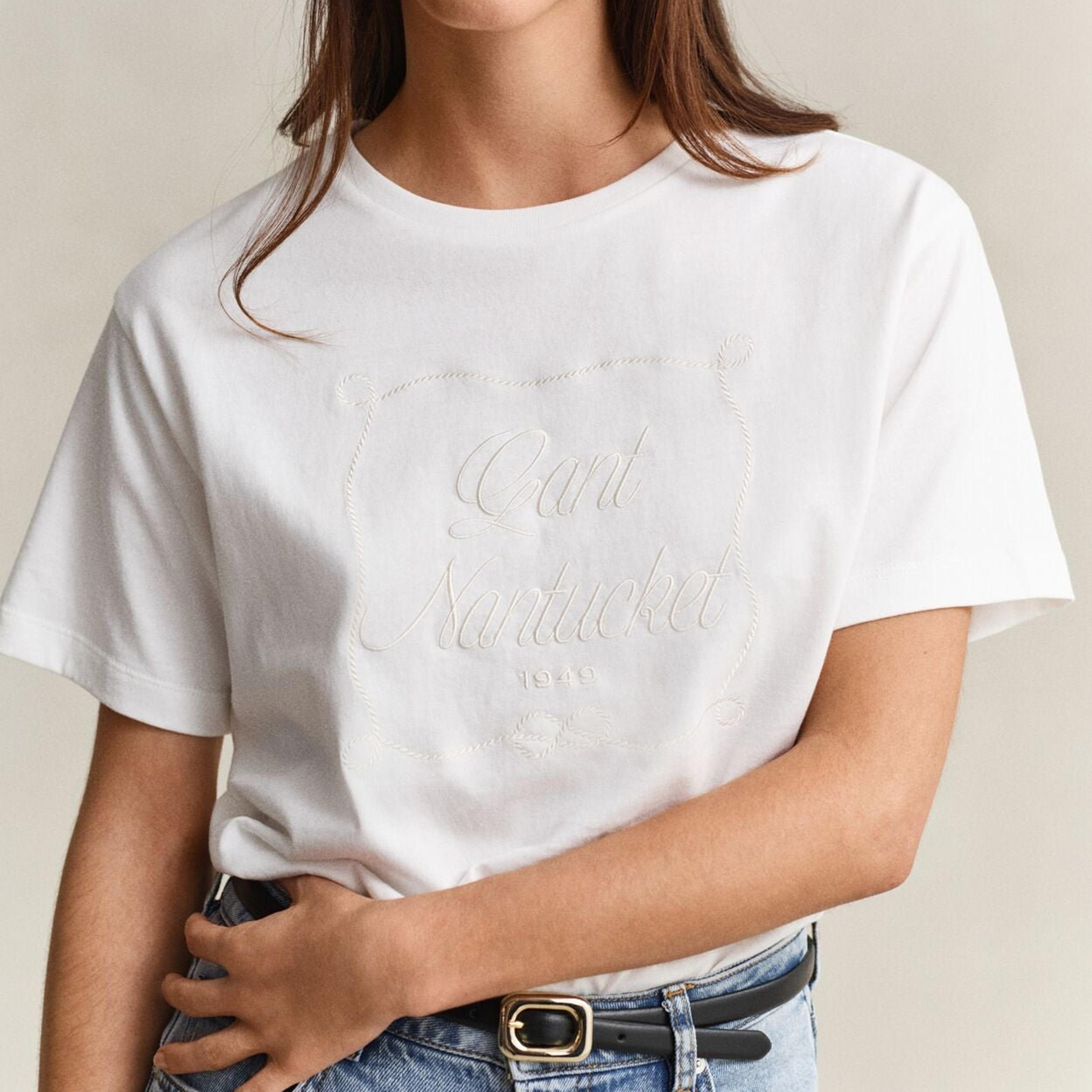Gant Embroidered Crew Neck Short Sleeves Women's T-Shirt-women-clothing-tshirts-image-2