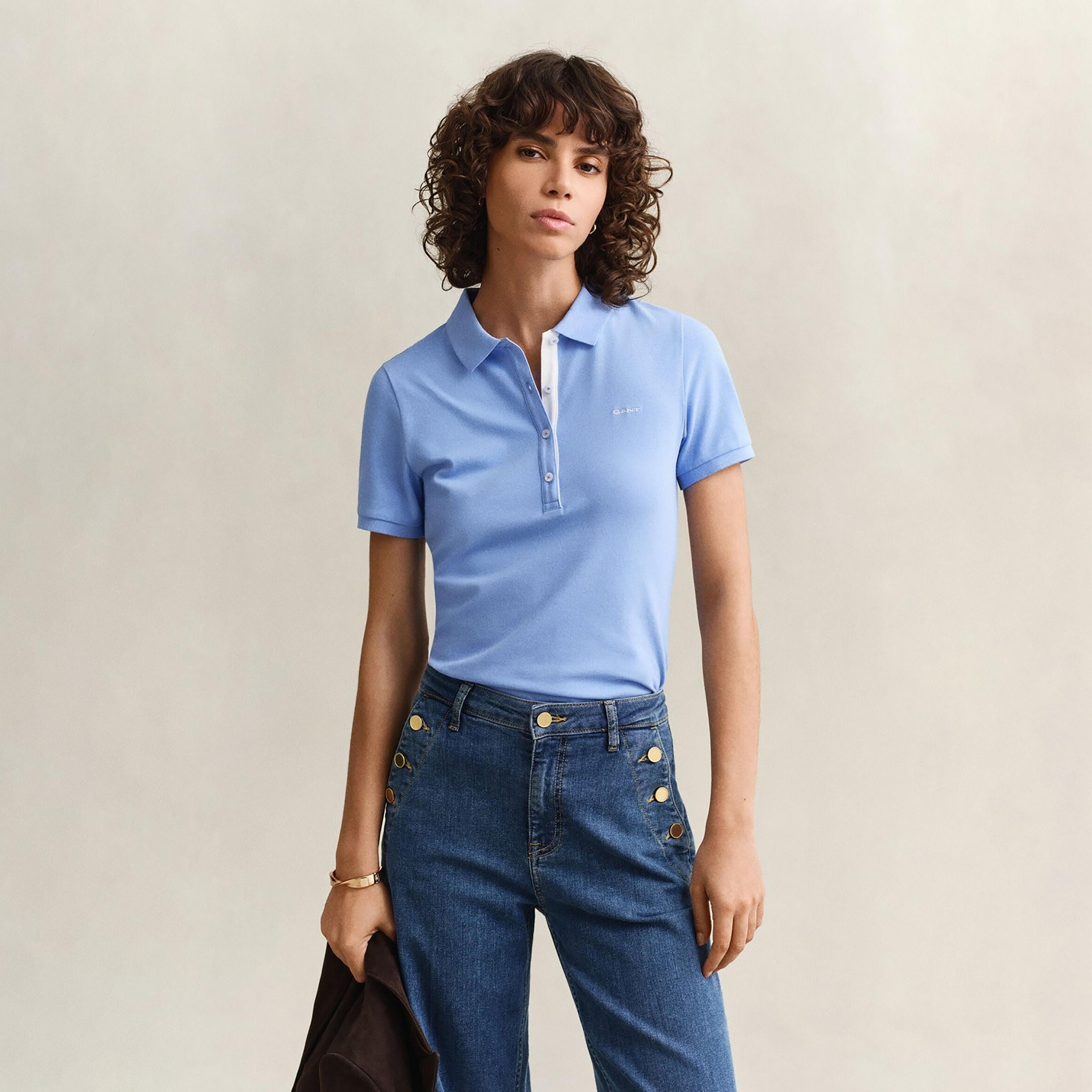 Gant Plain Collared Short Sleeves Women's Polo T-Shirt-women-clothing-tshirts-image-1
