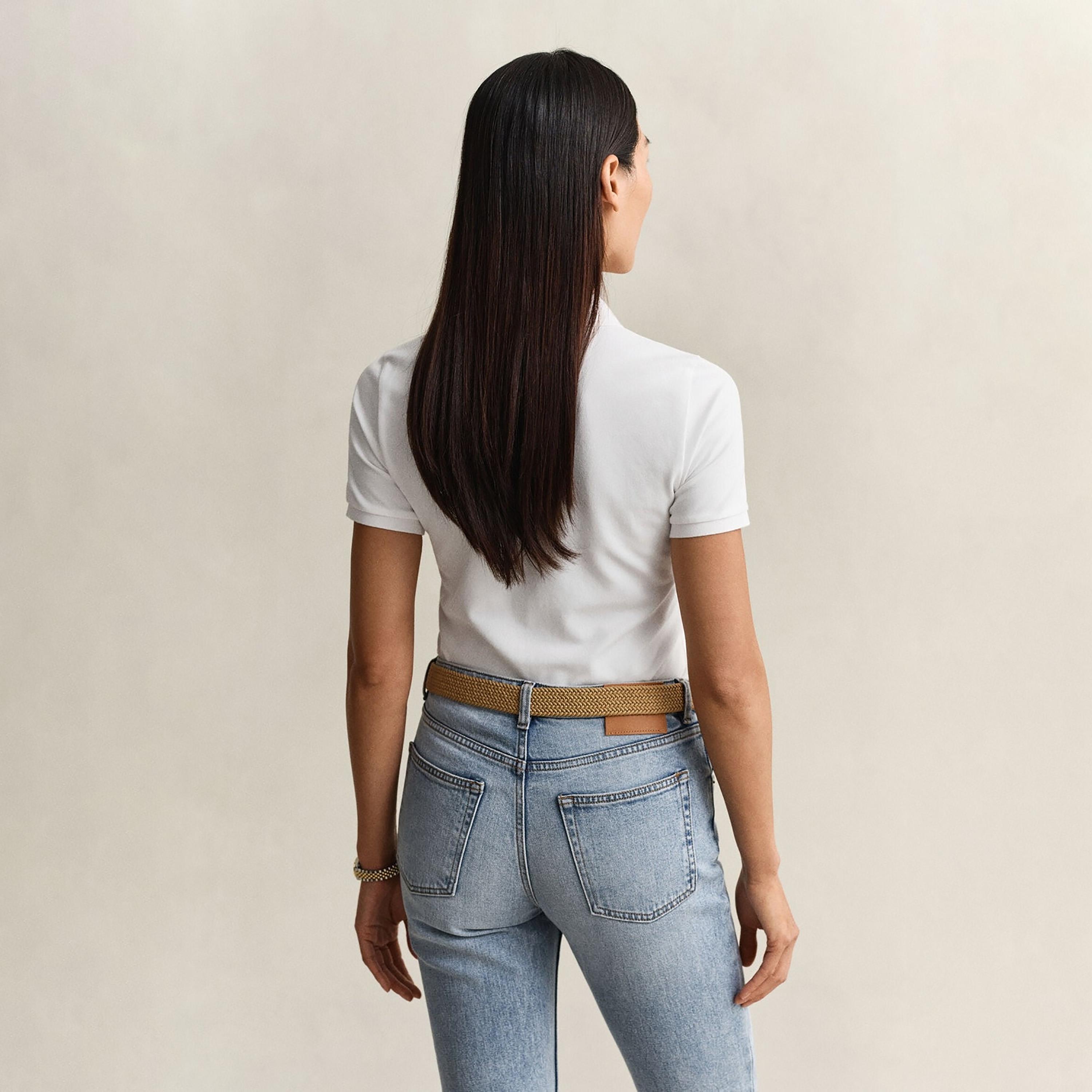 تي شيرت بولو نسائي سادة بأكمام قصيرة وياقة من جانت-women-clothing-tshirts-image-4