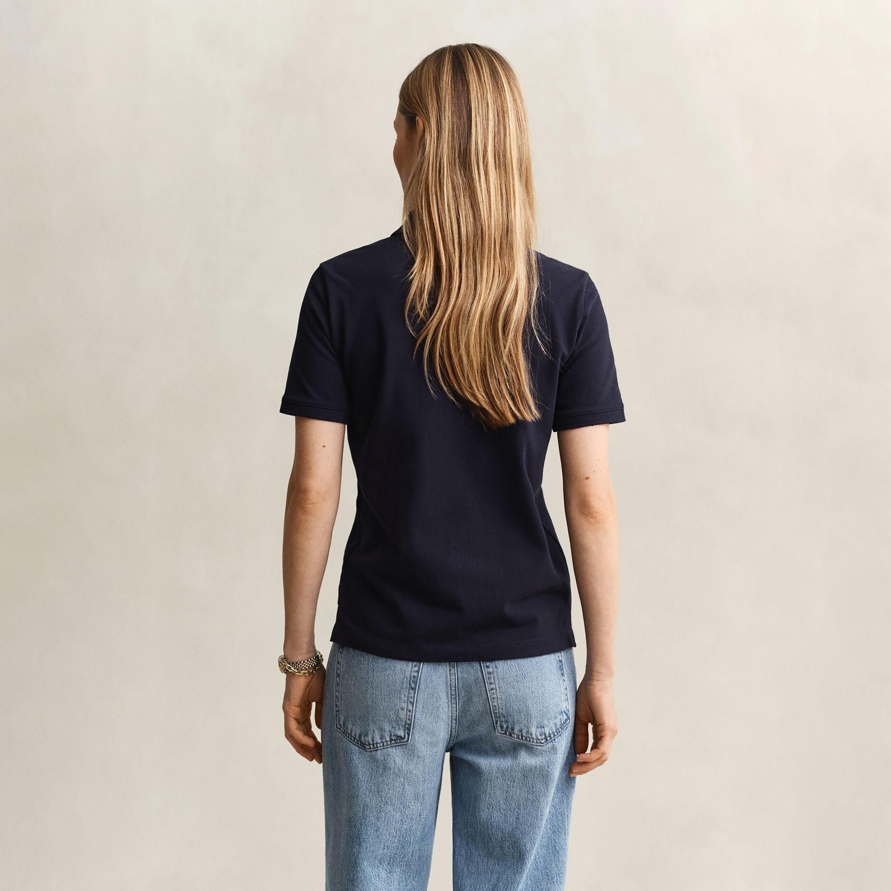 تي شيرت بولو نسائي سادة بأكمام قصيرة وياقة من جانت-women-clothing-tshirts-image-9