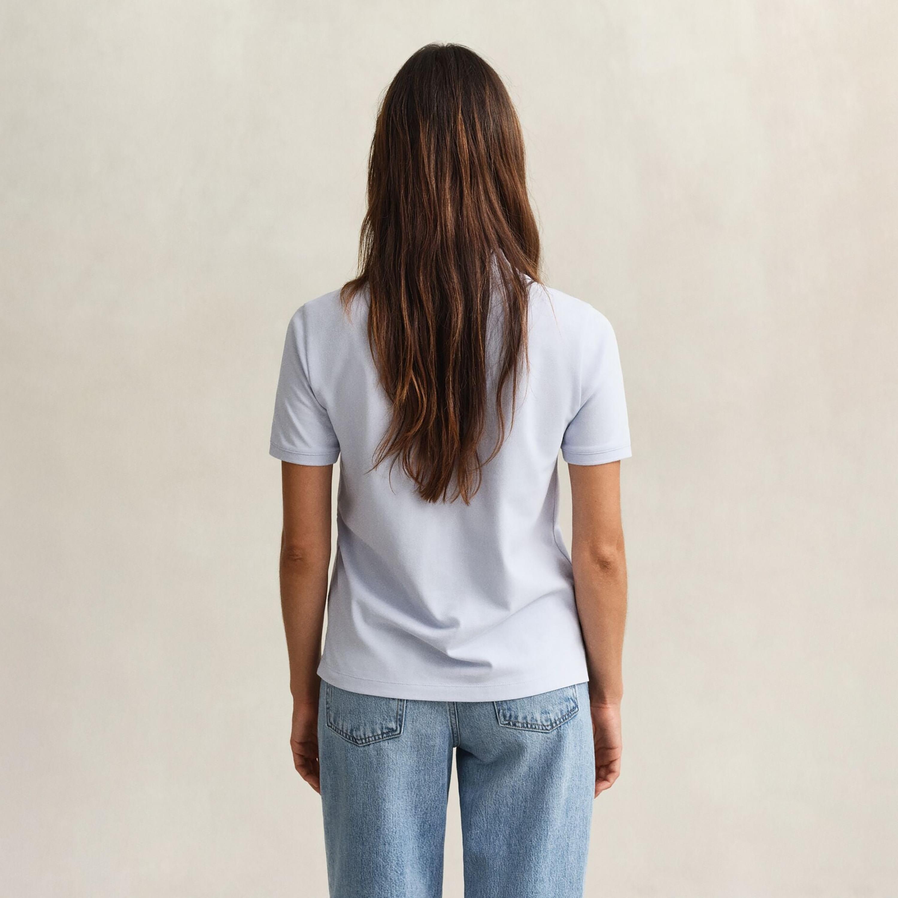 تي شيرت بولو نسائي سادة بأكمام قصيرة وياقة من جانت-women-clothing-tshirts-image-14