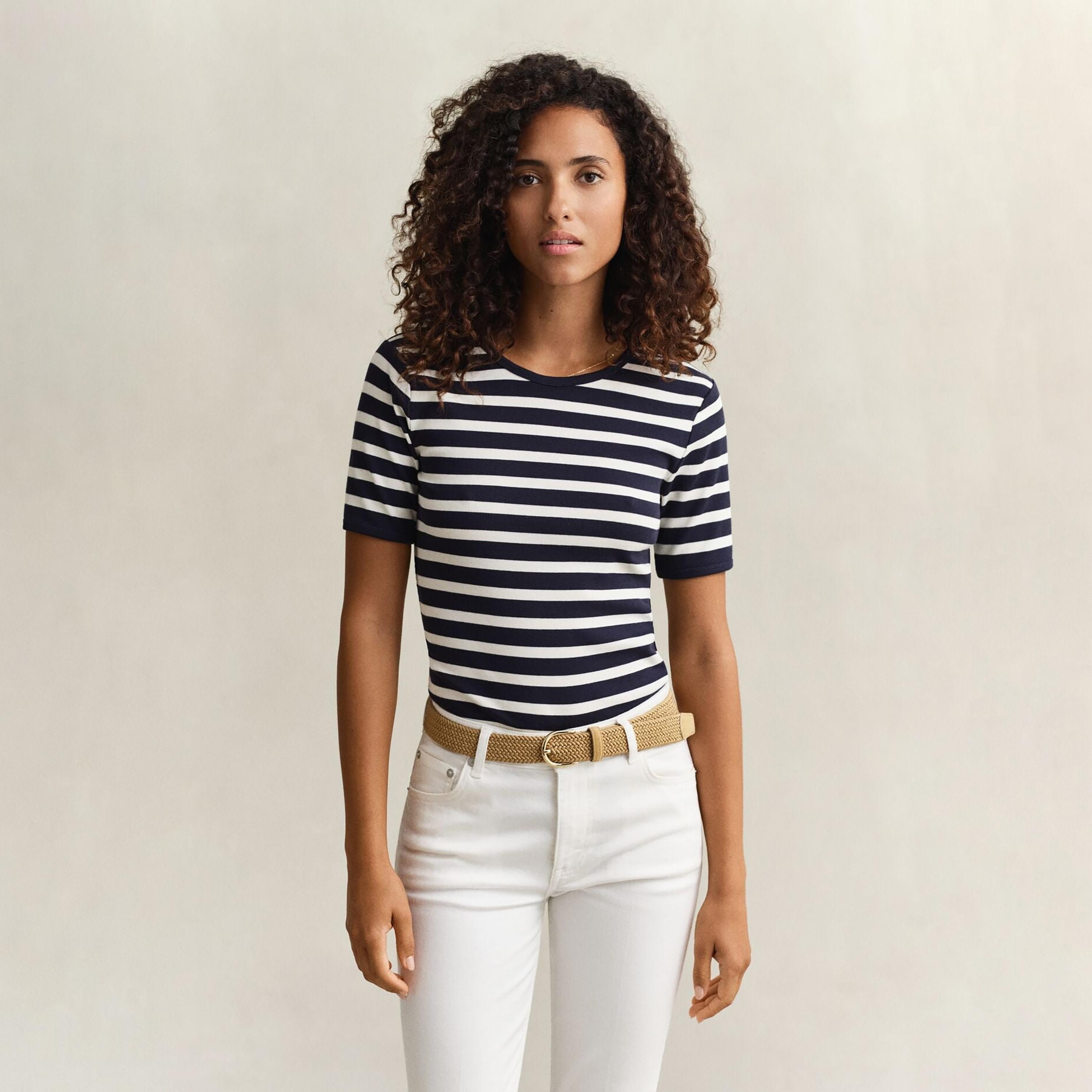 Gant Striped Round Neck Short Sleeves Women's T-Shirt-women-clothing-tshirts-image-1