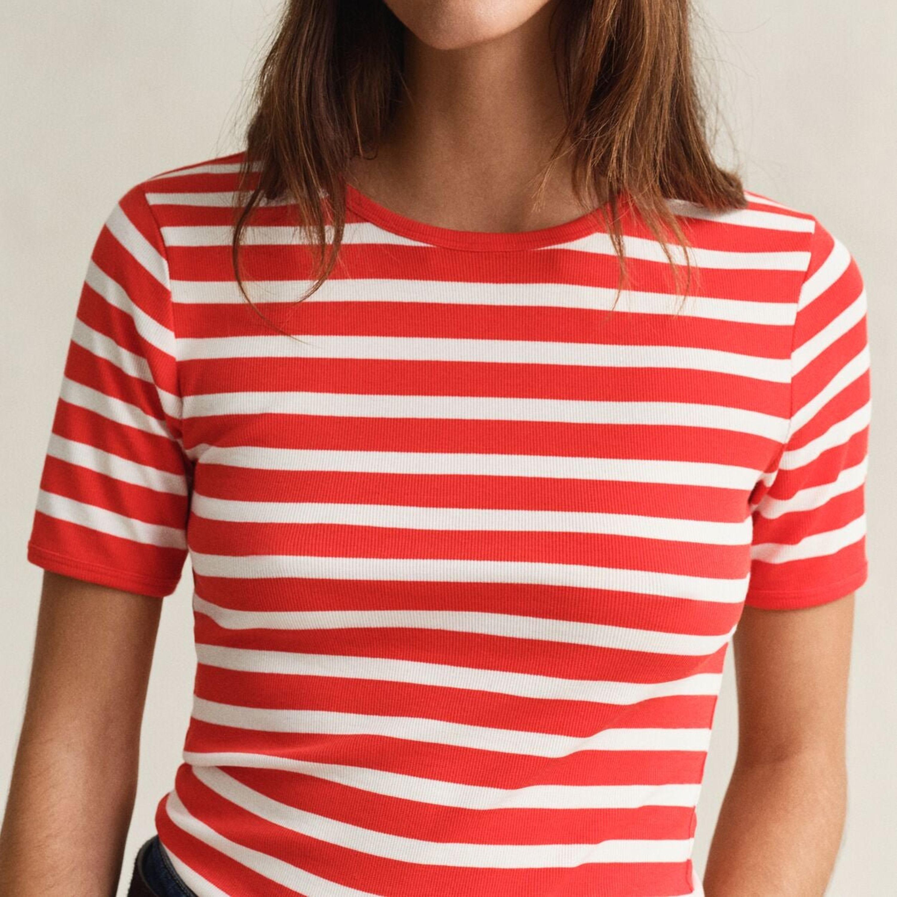 Gant Striped Round Neck Short Sleeves Women's T-Shirt-women-clothing-tshirts-image-8