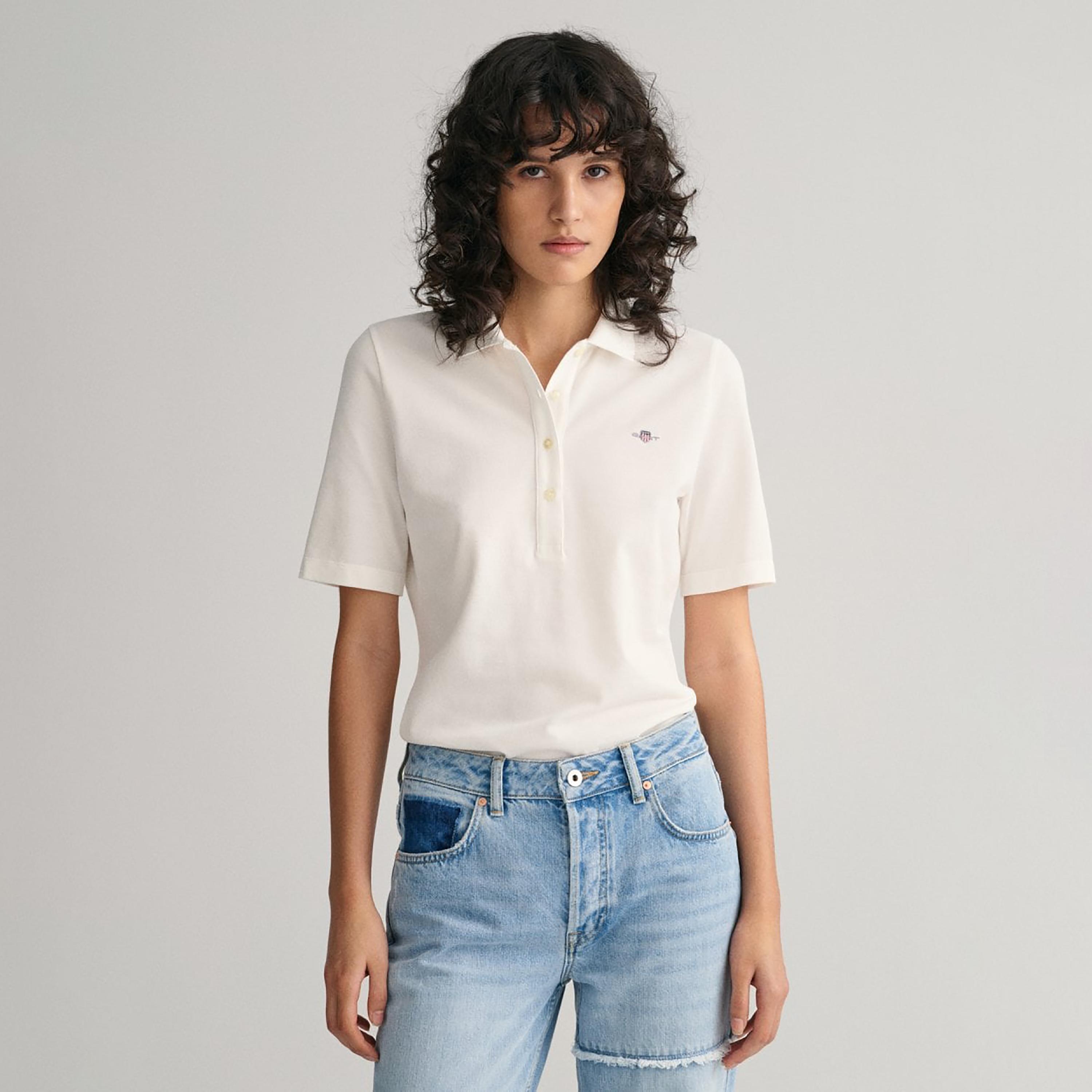 Gant Logo Detail Collared Long Sleeves Polo T-Shirt-women-clothing-tshirts-image-1