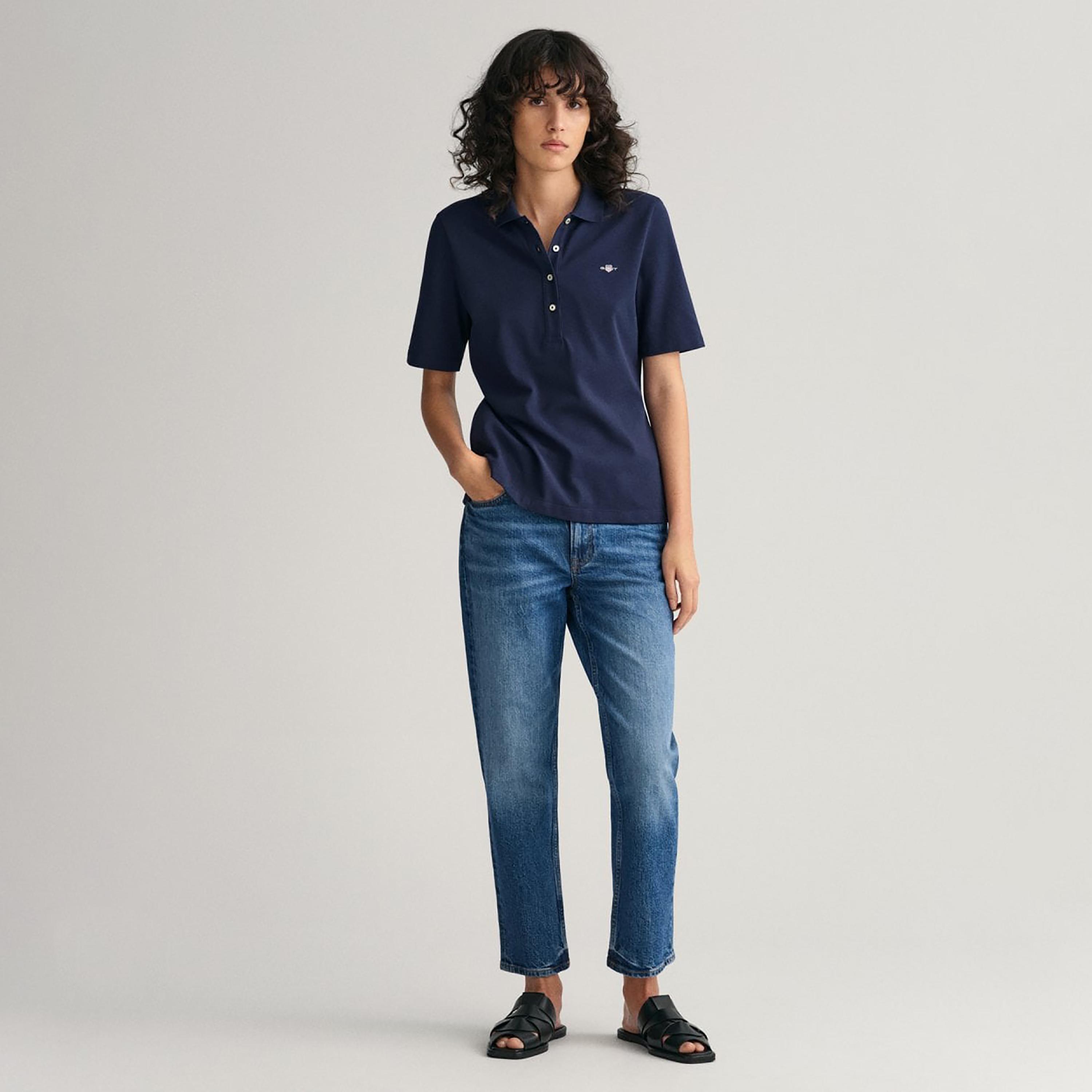 Gant Logo Detail Collared Long Sleeves Polo T-Shirt-women-clothing-tshirts-image-2