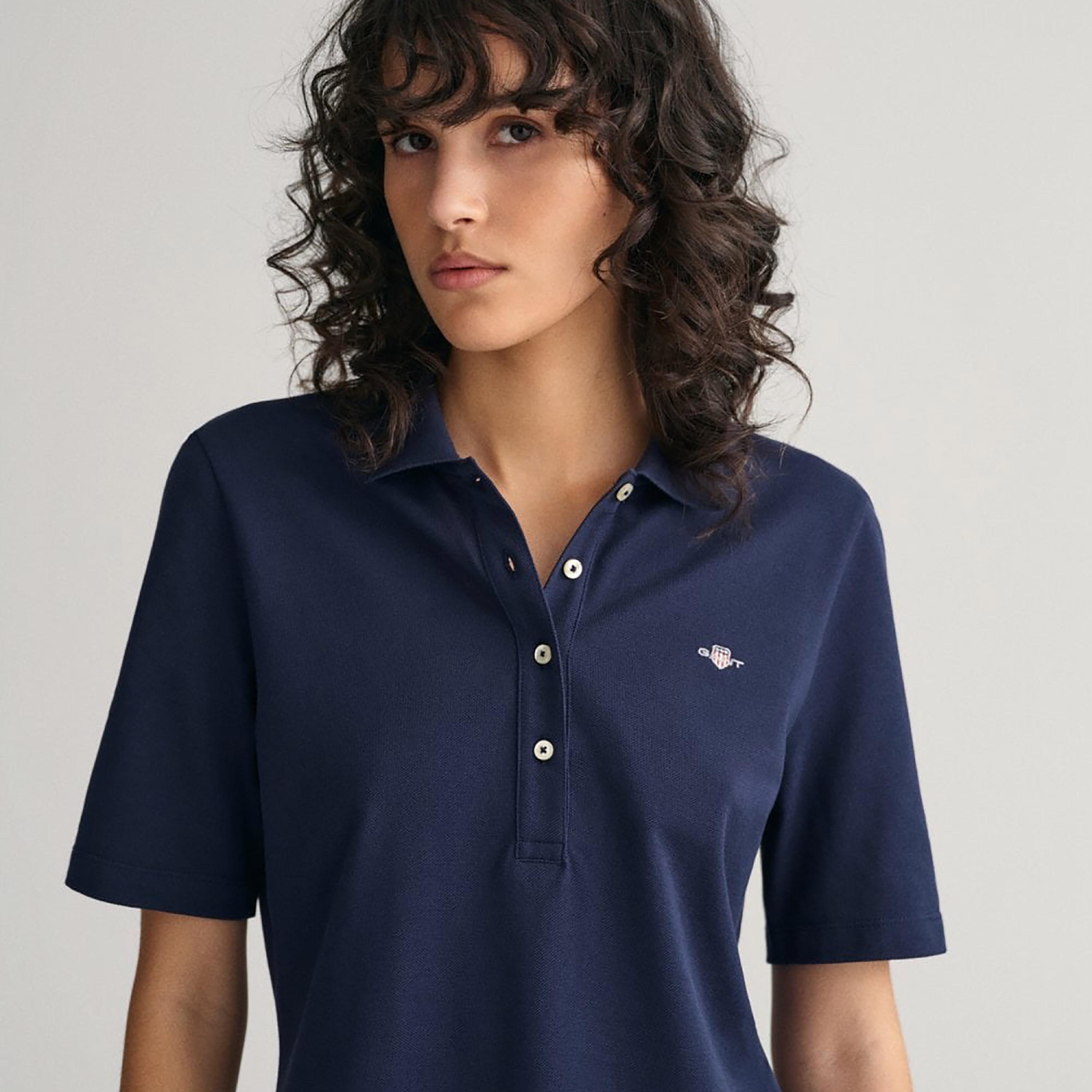 Gant Logo Detail Collared Long Sleeves Polo T-Shirt-women-clothing-tshirts-image-3