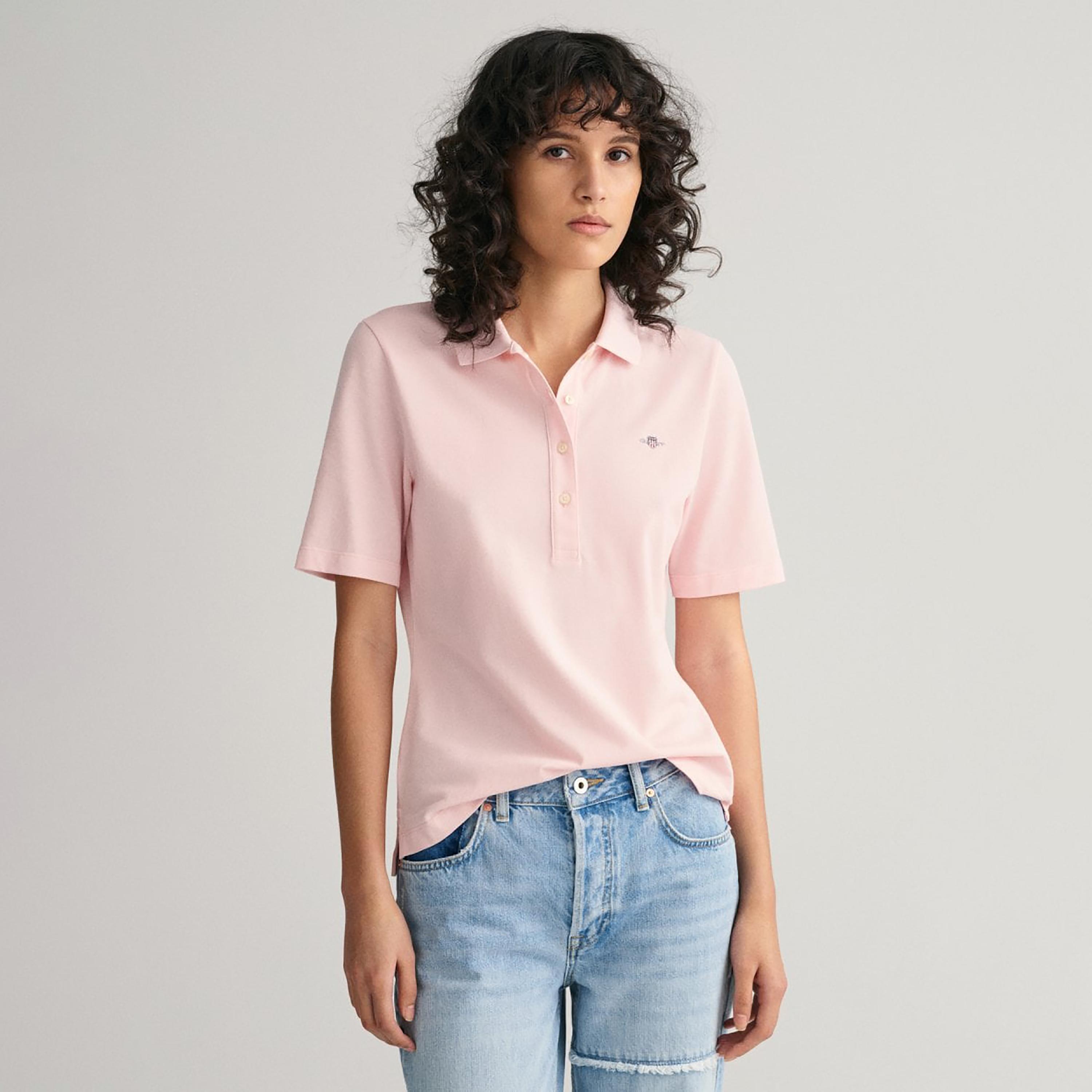 تي-شيرت بولو من جانت لوجو التفاصيل بأكمام طويلة وياقة-women-clothing-tshirts-image-13