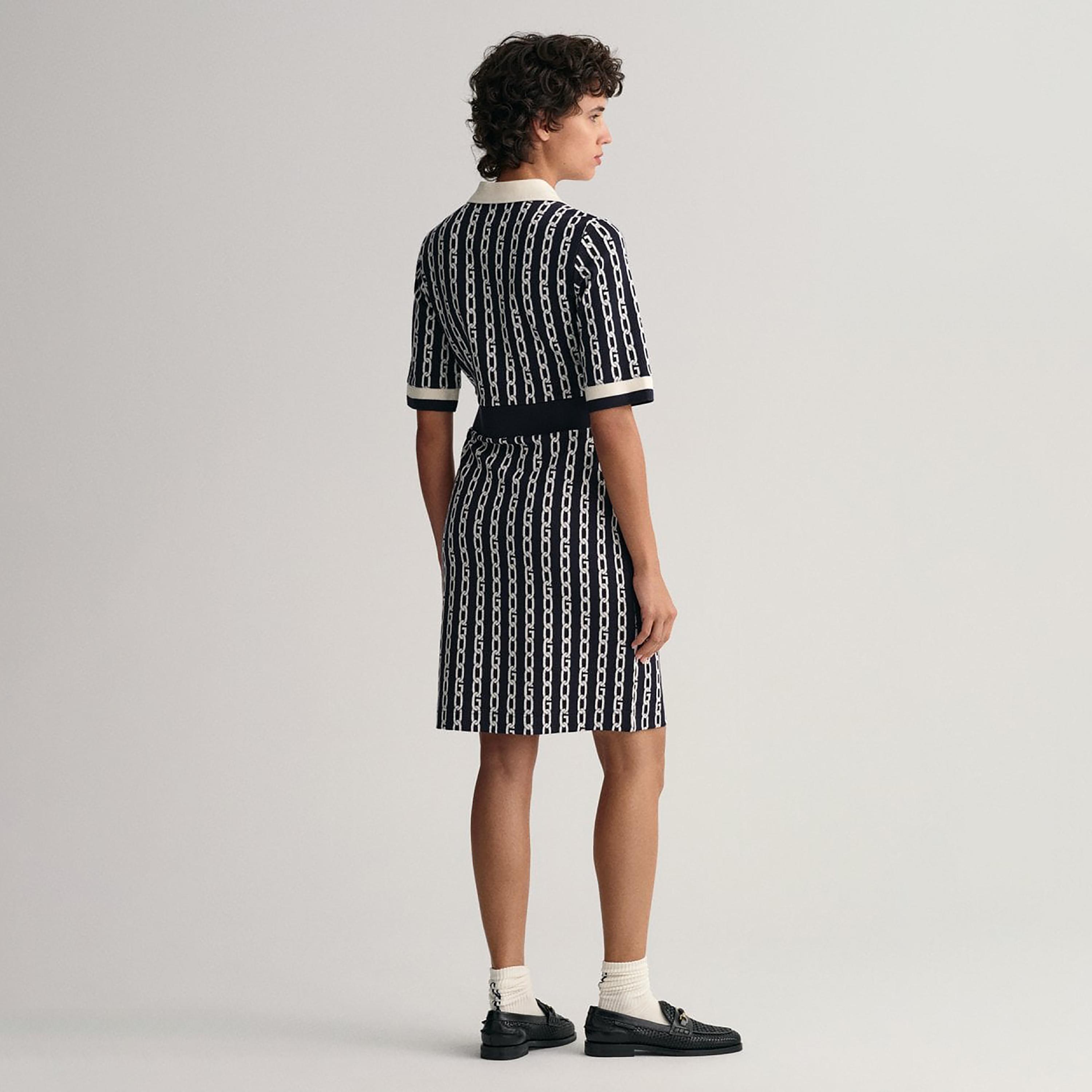 فستان بطول الركبة مع تيشيرت بياقة وطبعة سلسلة من جانت-women-clothing-dresses-image-4