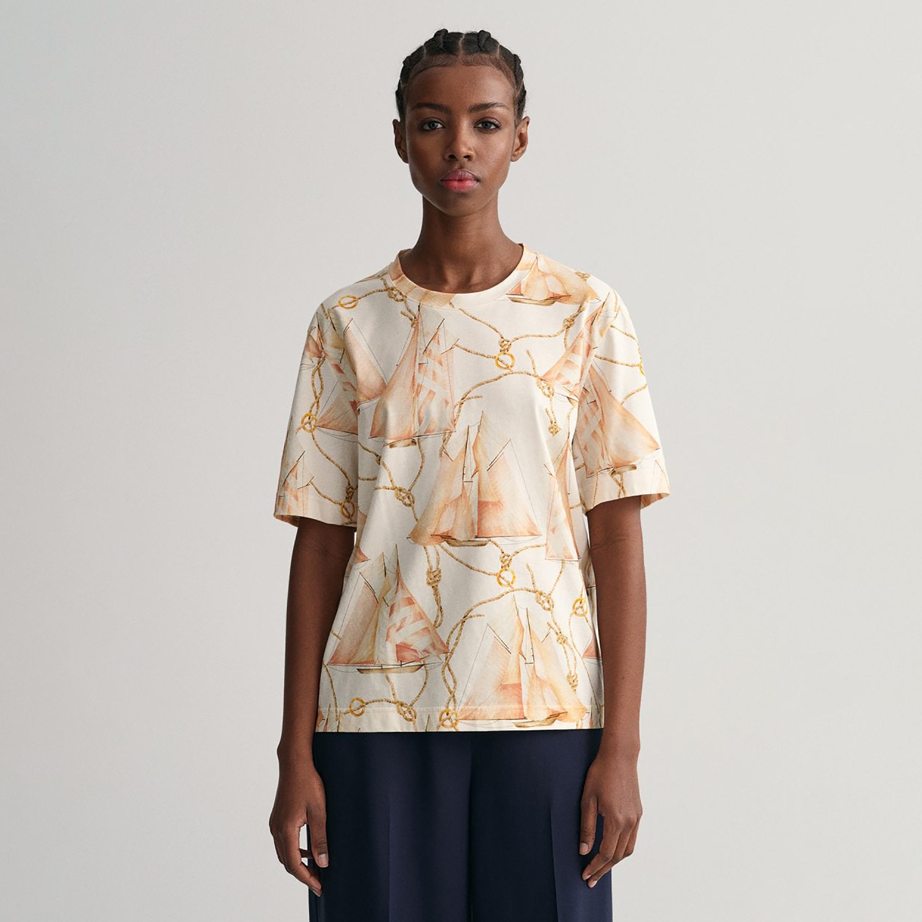 Gant Sailing Print Crew Neck Short Sleeves T-Shirt-women-clothing-tshirts-image-1