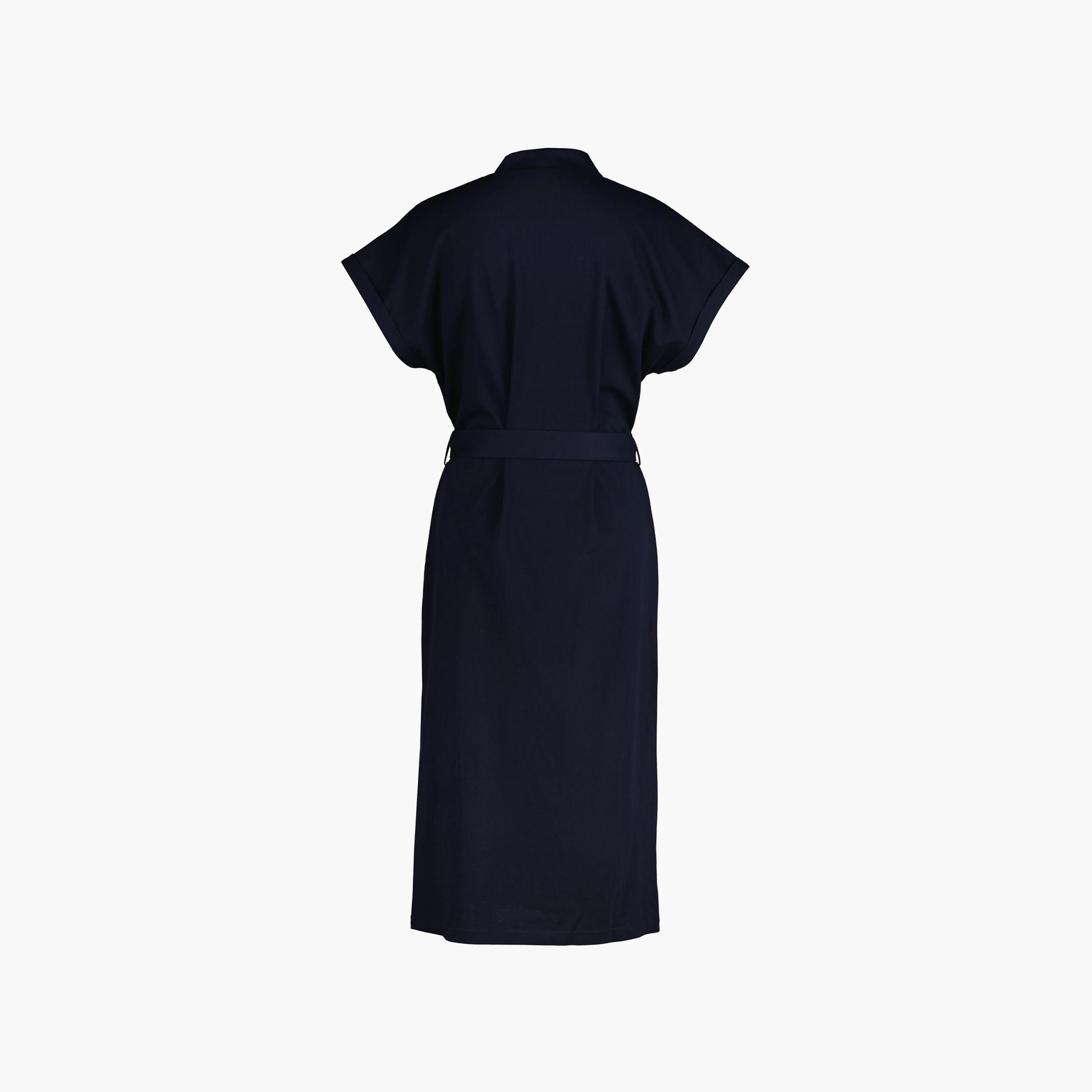 Gant Blue Cotton Polo Collar Cap Sleeves Women's Midi T-Shirt Dress-women-clothing-dresses-image-6