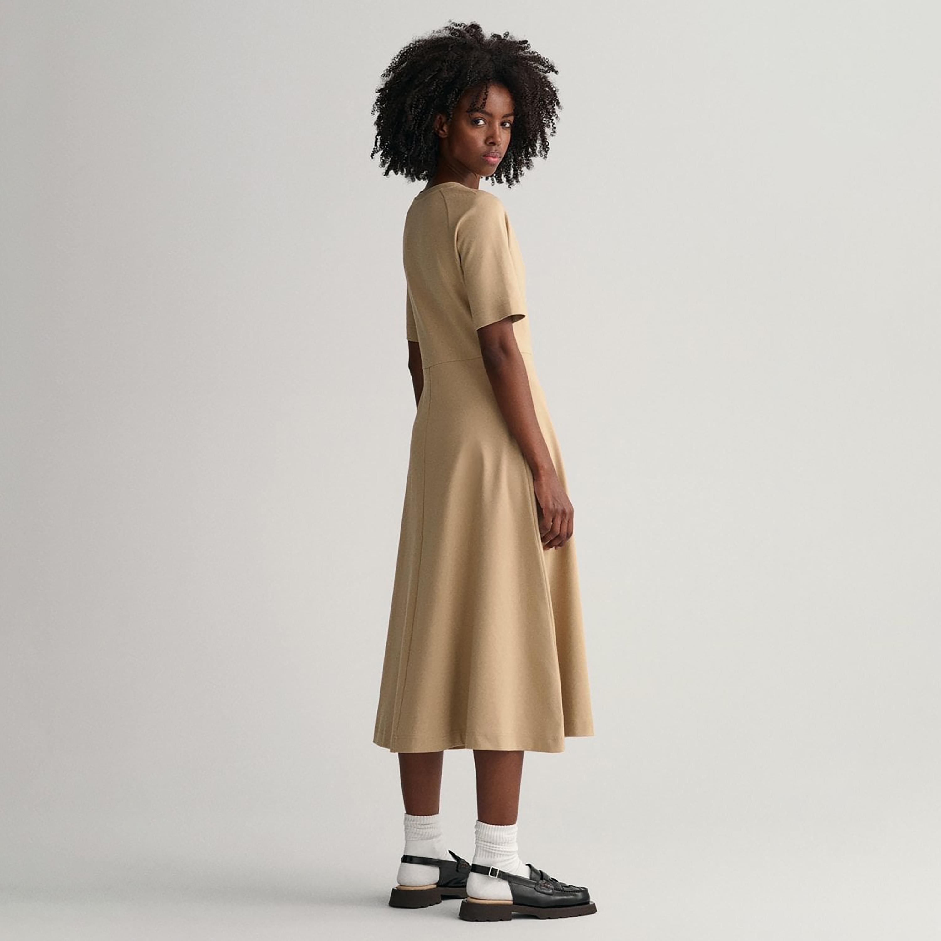 Gant Logo Detail Crew Neck T-Shirt Midi Dress-women-clothing-dresses-image-3