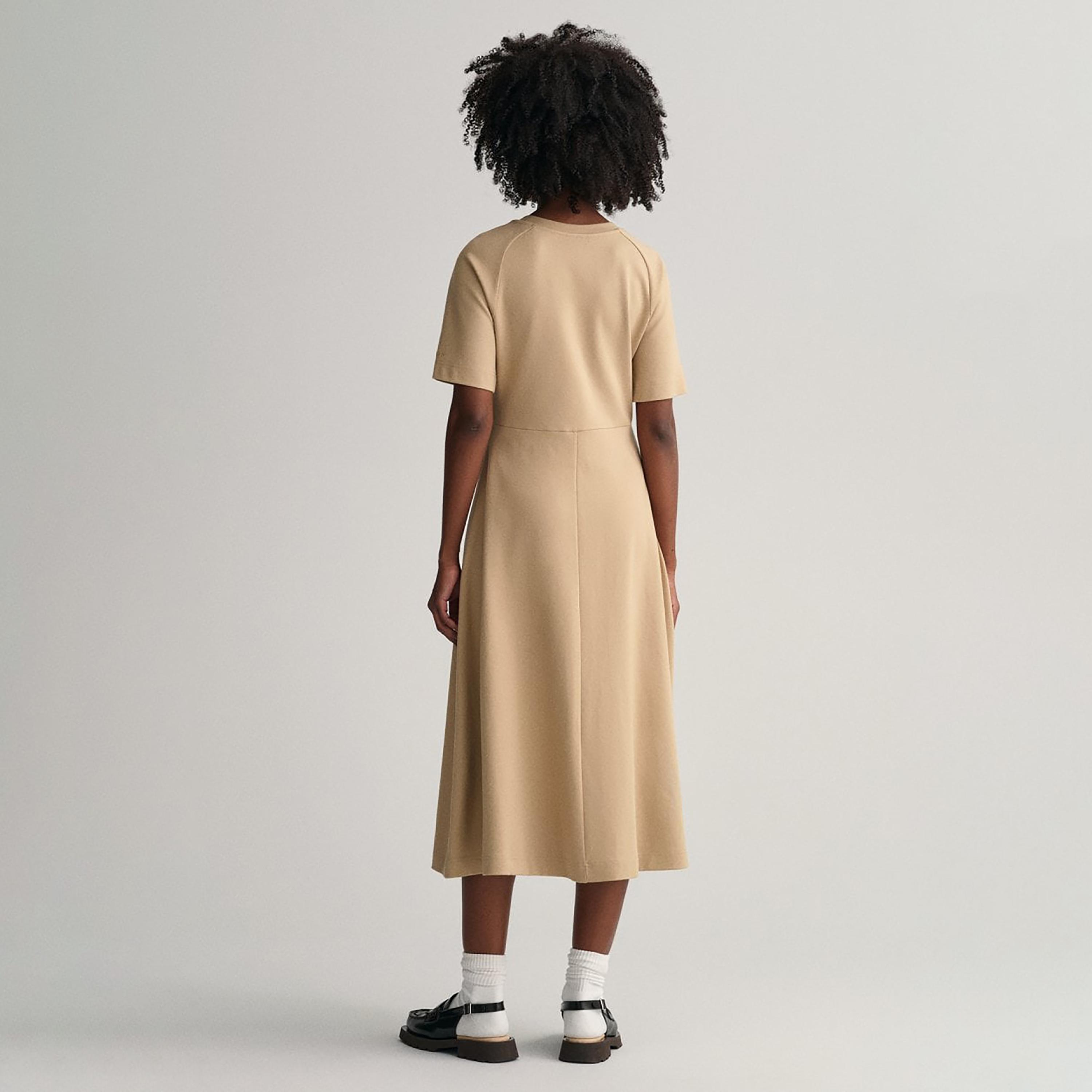 فستان ميدي بتفاصيل شعار جانت وياقة دائرية-women-clothing-dresses-image-4