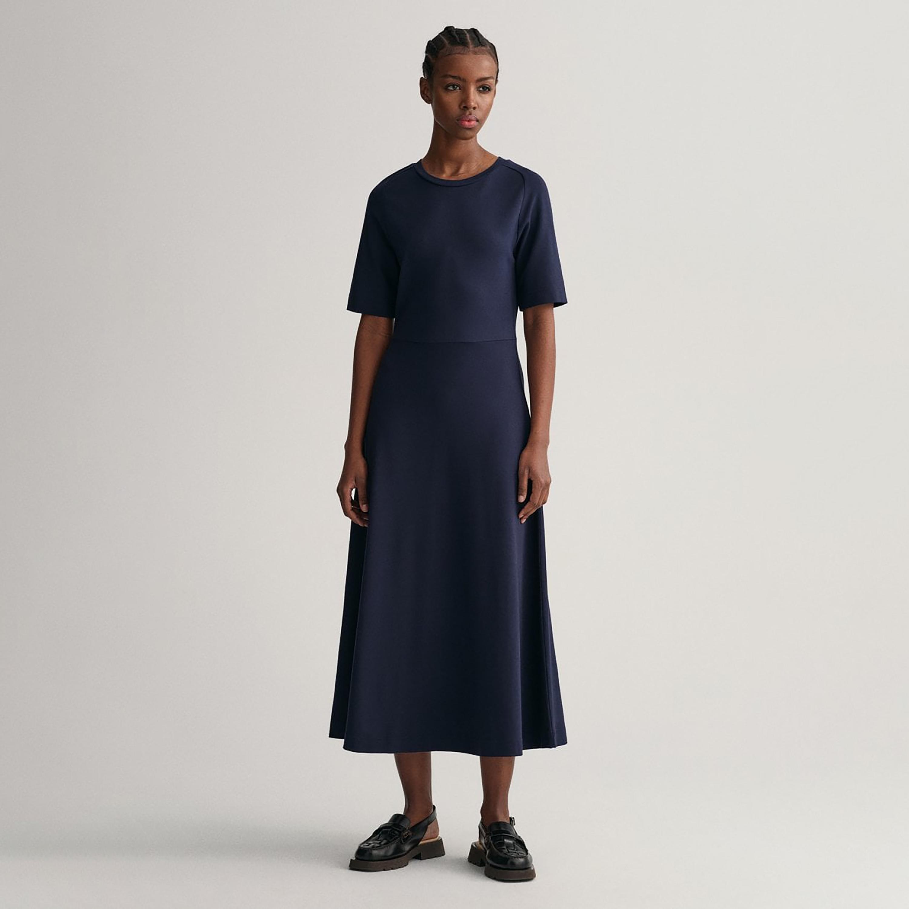 Gant Logo Detail Crew Neck T-Shirt Midi Dress-women-clothing-dresses-image-2