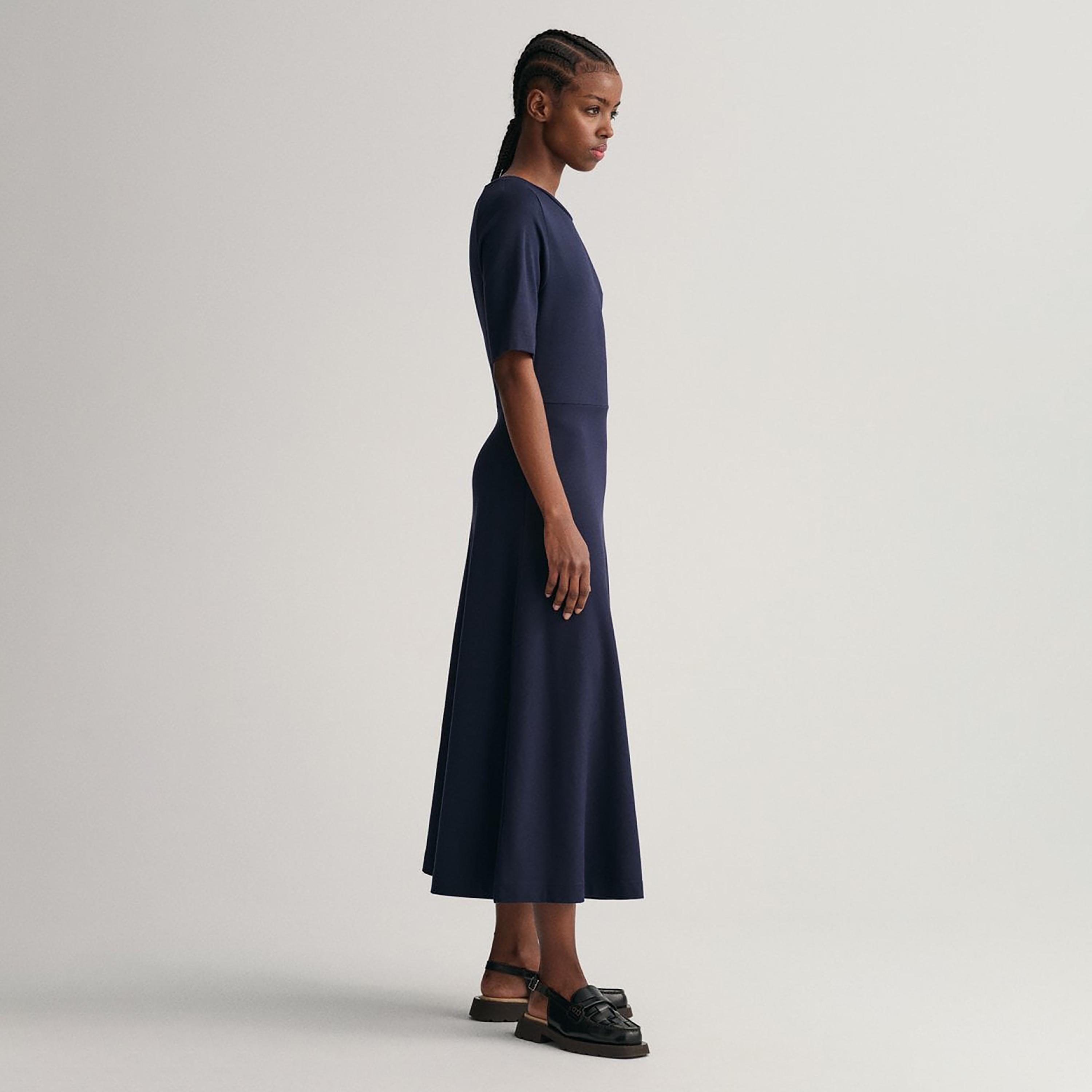 Gant Logo Detail Crew Neck T-Shirt Midi Dress-women-clothing-dresses-image-3