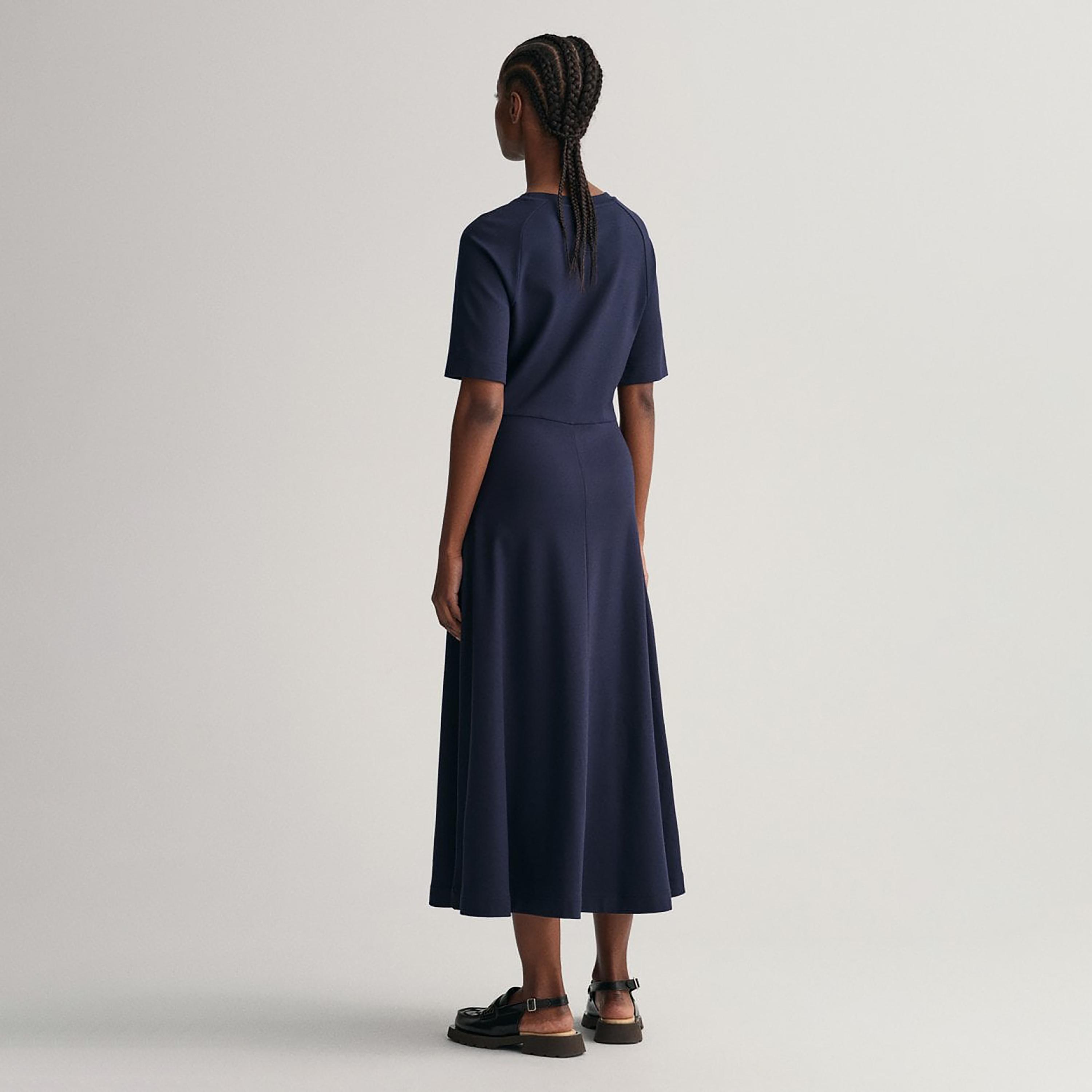 Gant Logo Detail Crew Neck T-Shirt Midi Dress-women-clothing-dresses-image-4