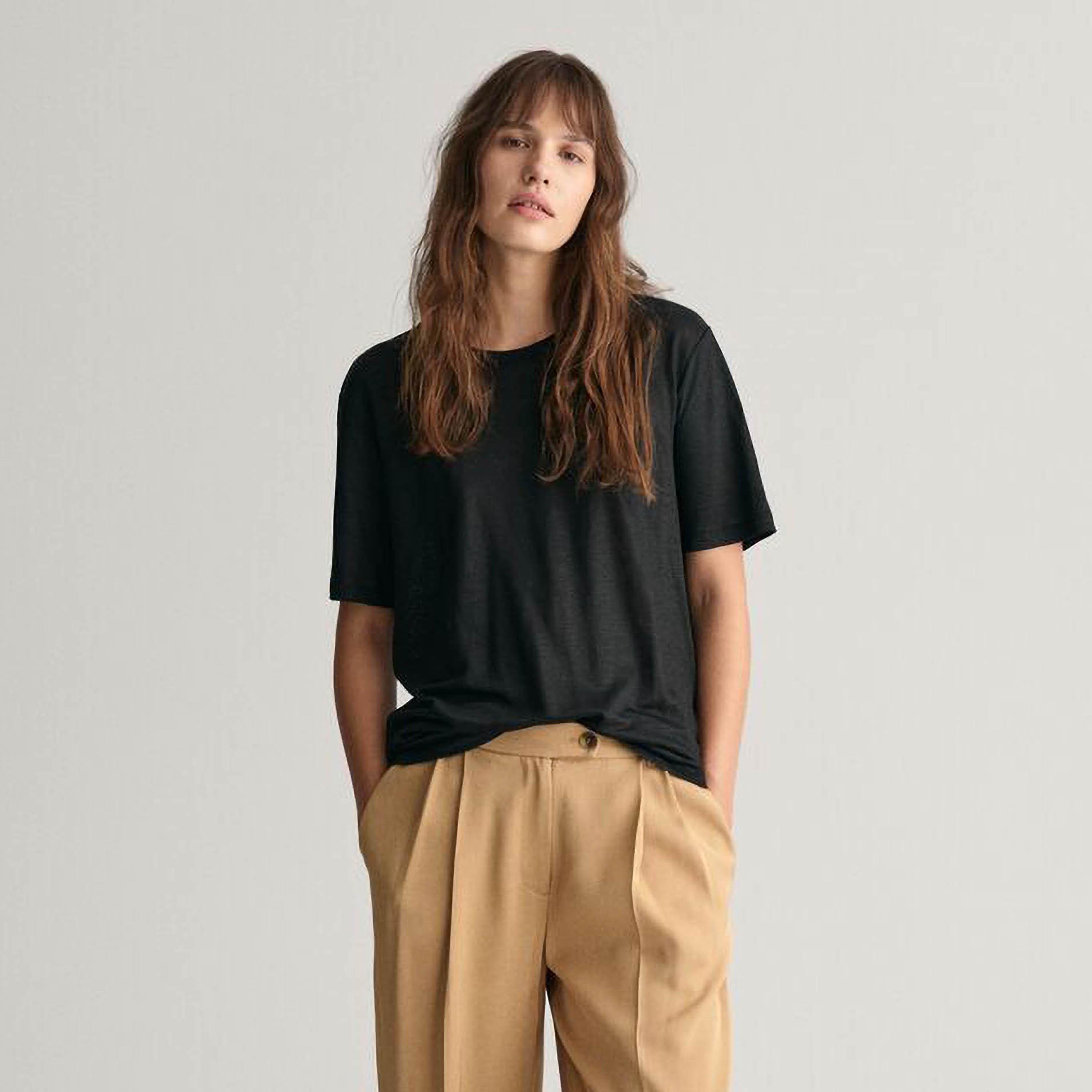 Gant Plain Round Neck Short Sleeves Women's T-Shirt-women-clothing-tshirts-image-15