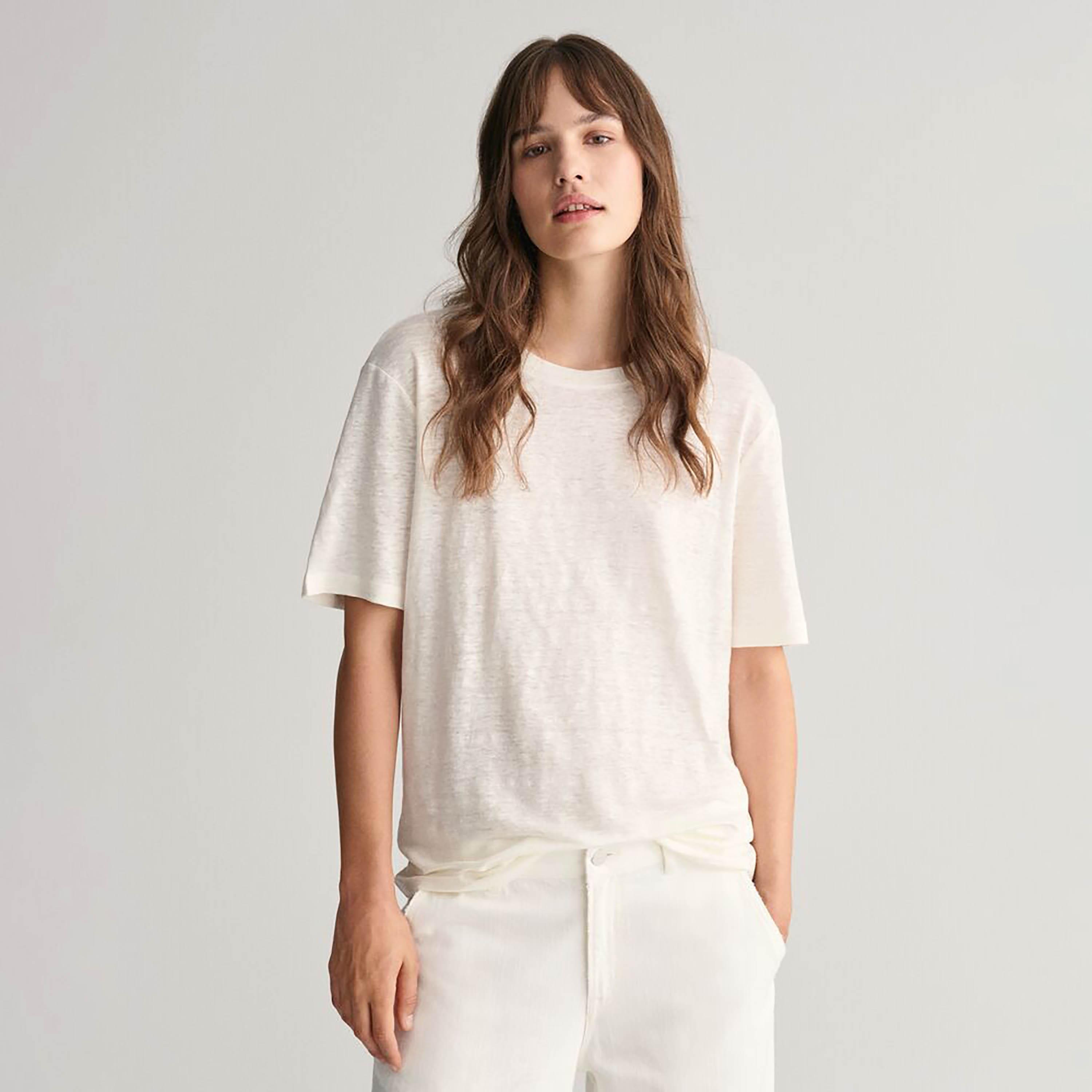 Gant Plain Round Neck Short Sleeves Women's T-Shirt-women-clothing-tshirts-image-1