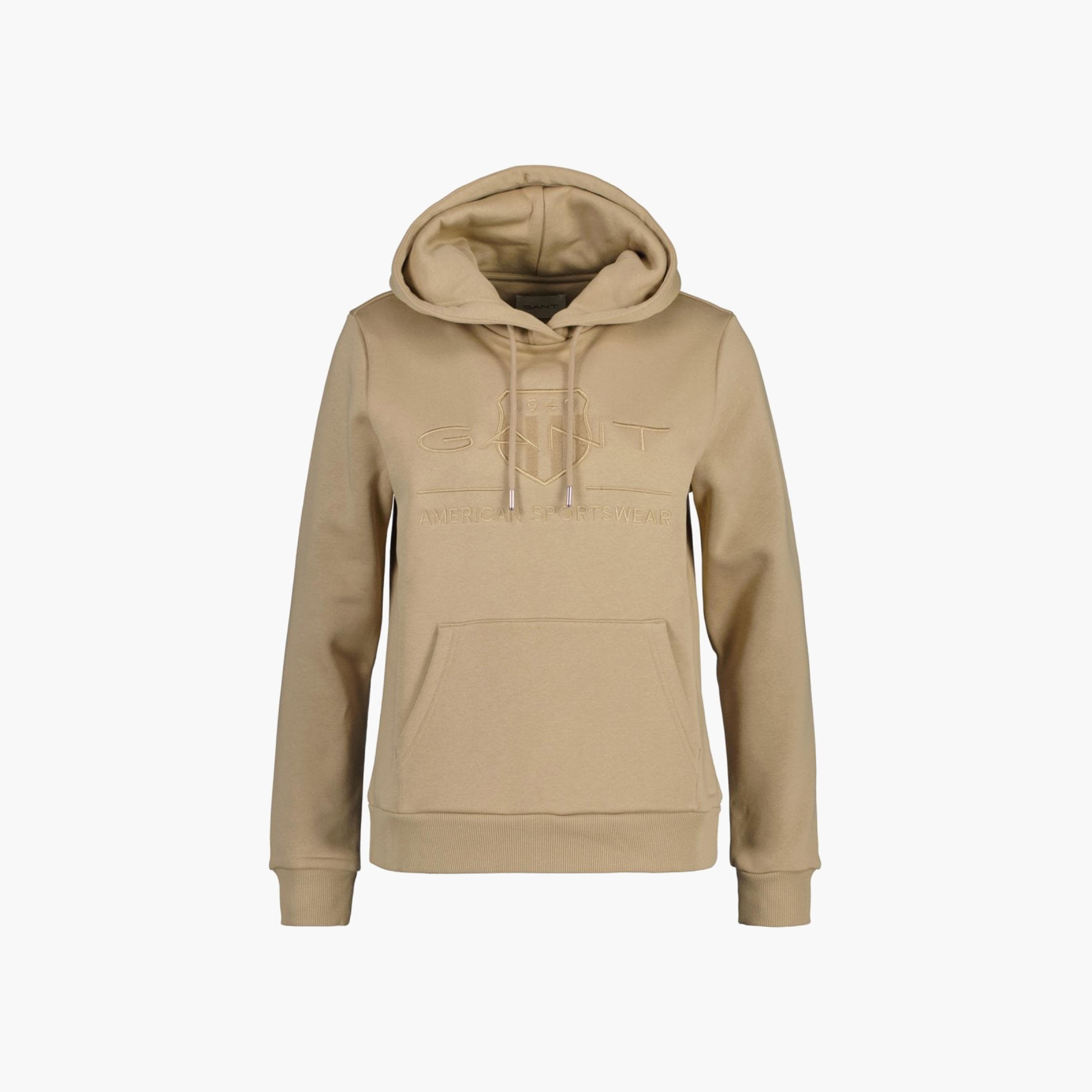 Gant Embroidered Logo Long Sleeves Hoodie with Kangaroo Pocket-women-clothing-hoodiesandsweatshirts-hoodies-image-1