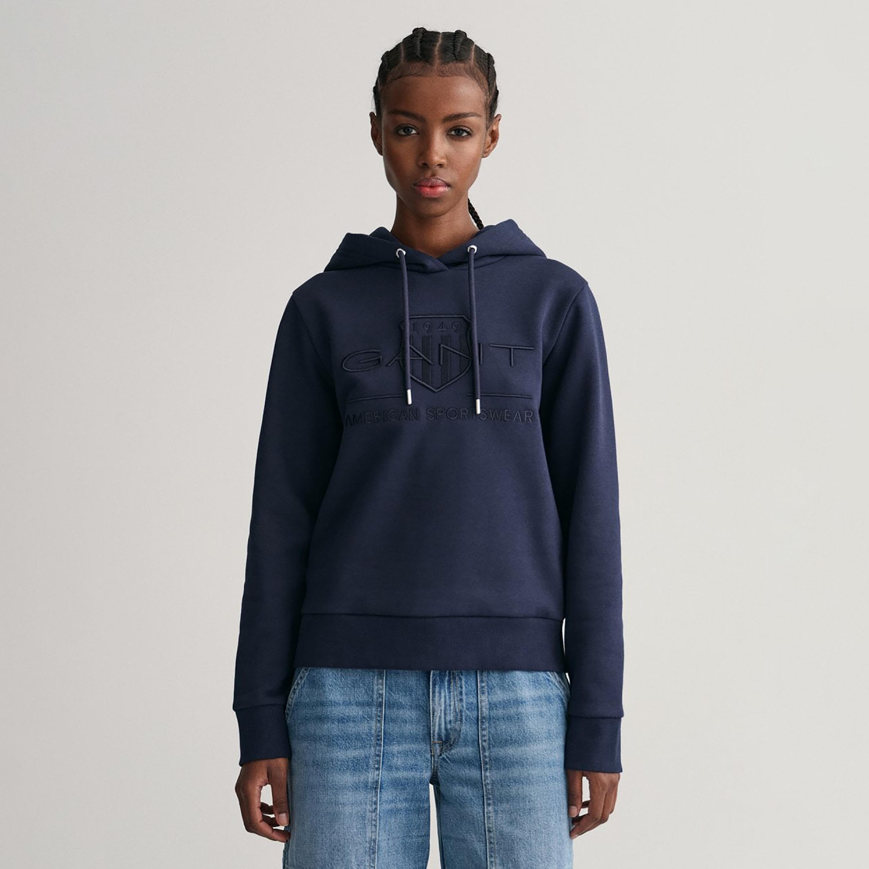 Gant Embroidered Logo Long Sleeves Hoodie with Kangaroo Pocket-women-clothing-hoodiesandsweatshirts-hoodies-image-1