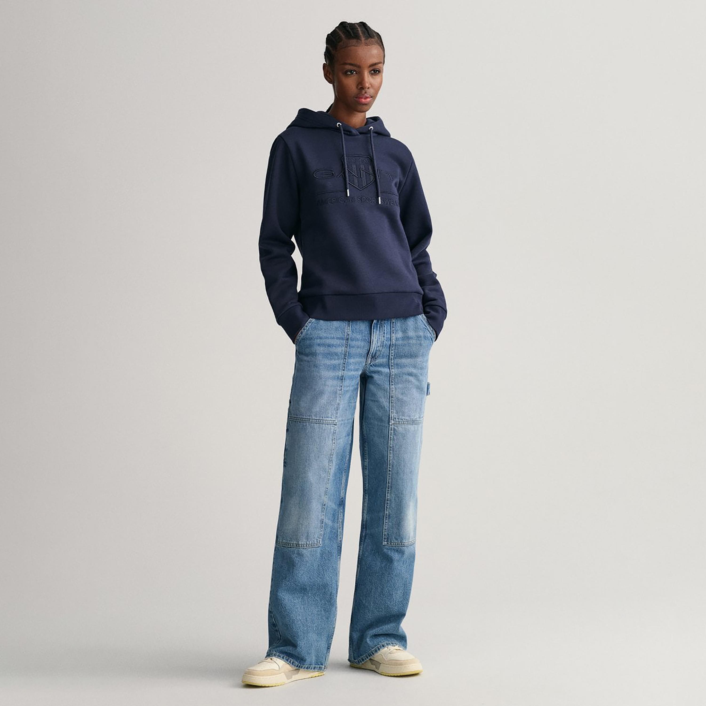 Gant Embroidered Logo Long Sleeves Hoodie with Kangaroo Pocket-women-clothing-hoodiesandsweatshirts-hoodies-image-2