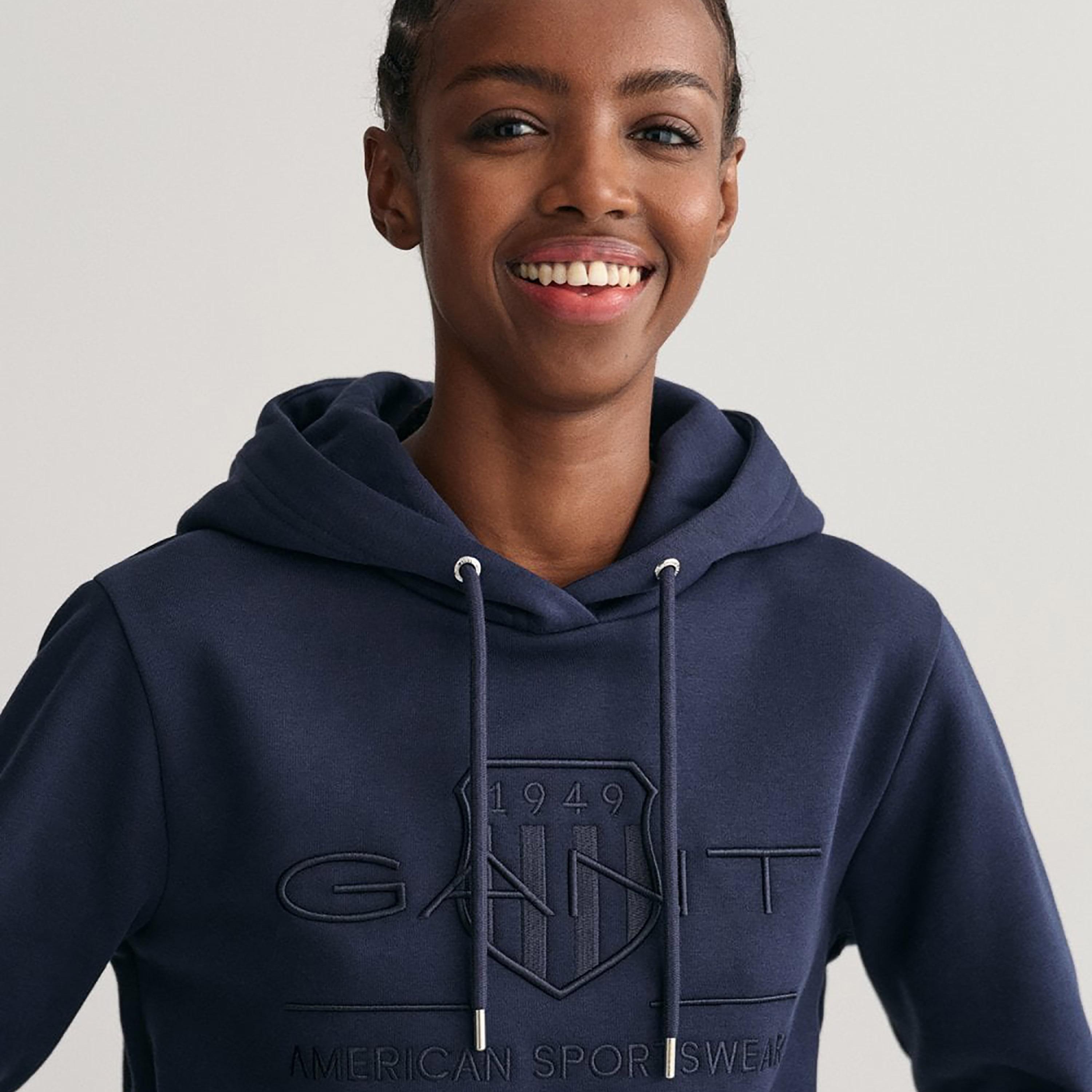 Gant Embroidered Logo Long Sleeves Hoodie with Kangaroo Pocket-women-clothing-hoodiesandsweatshirts-hoodies-image-3