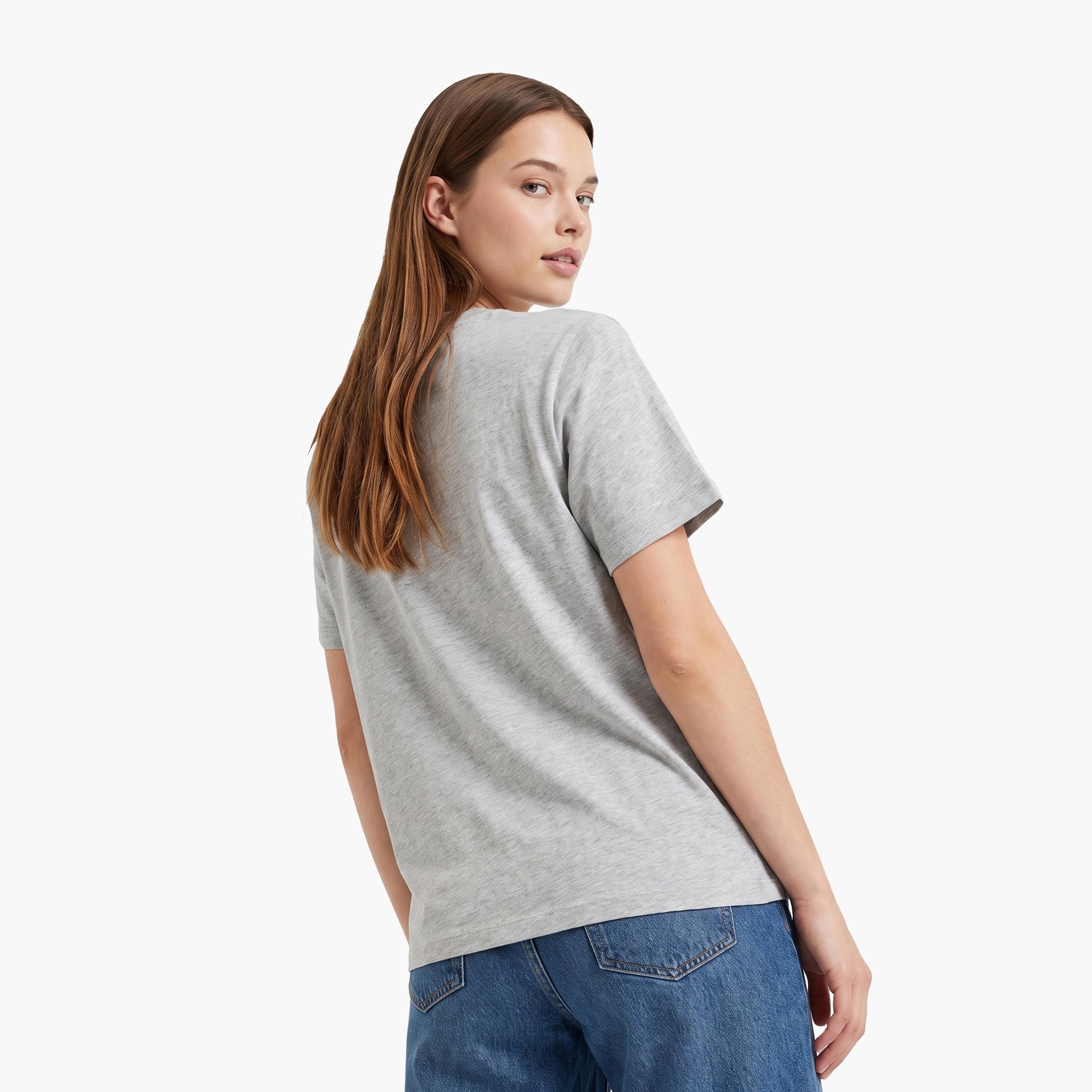 تيشيرت حريمي بياقة دائرية وأكمام قصيرة، سادة من جانت-women-clothing-tshirts-image-4