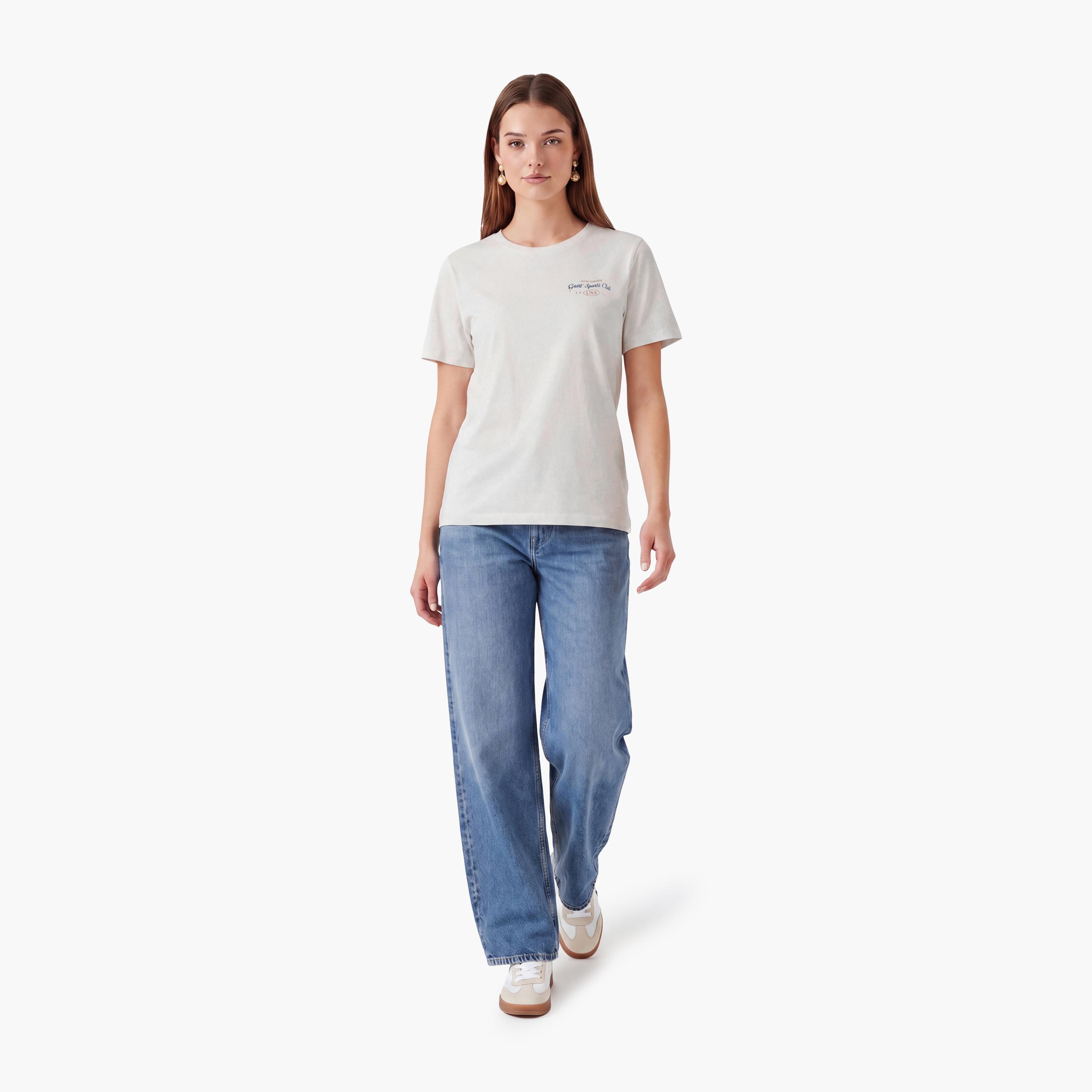 تيشيرت حريمي بياقة دائرية وأكمام قصيرة، سادة من جانت-women-clothing-tshirts-image-2