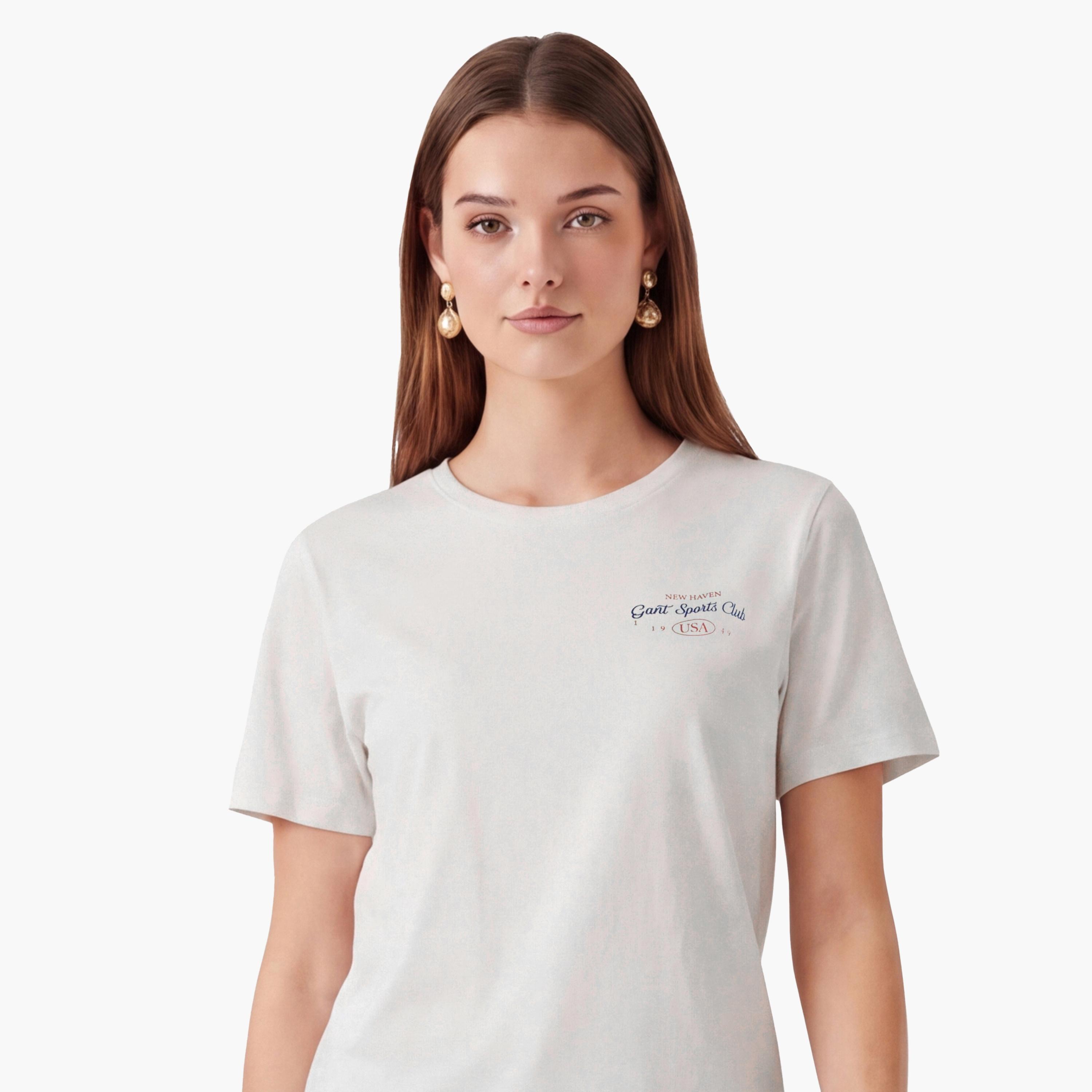 تيشيرت حريمي بياقة دائرية وأكمام قصيرة، سادة من جانت-women-clothing-tshirts-image-3