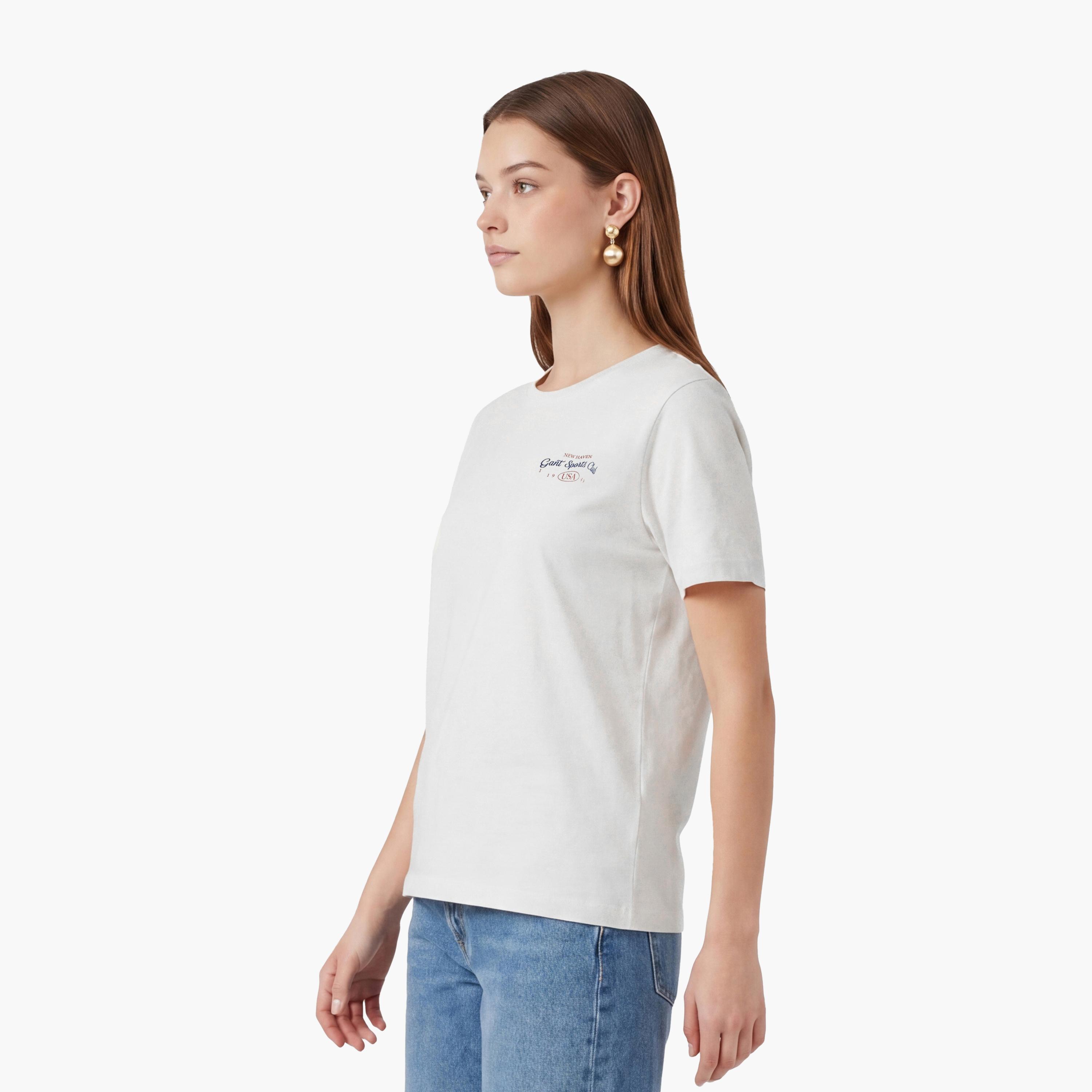 تيشيرت حريمي بياقة دائرية وأكمام قصيرة، سادة من جانت-women-clothing-tshirts-image-5