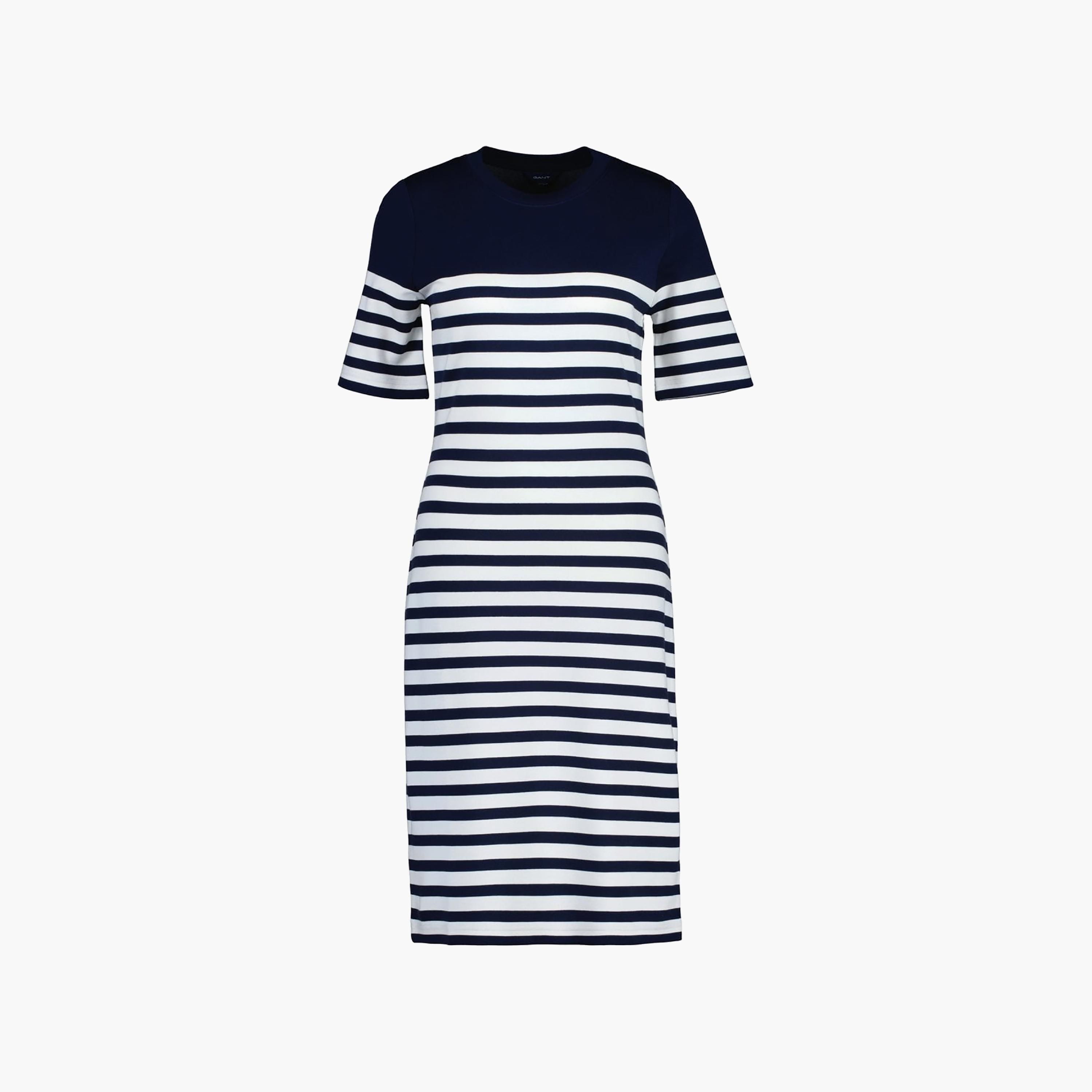 Gant Striped Crew Neck T-Shirt Midi Dress-women-clothing-dresses-image-1
