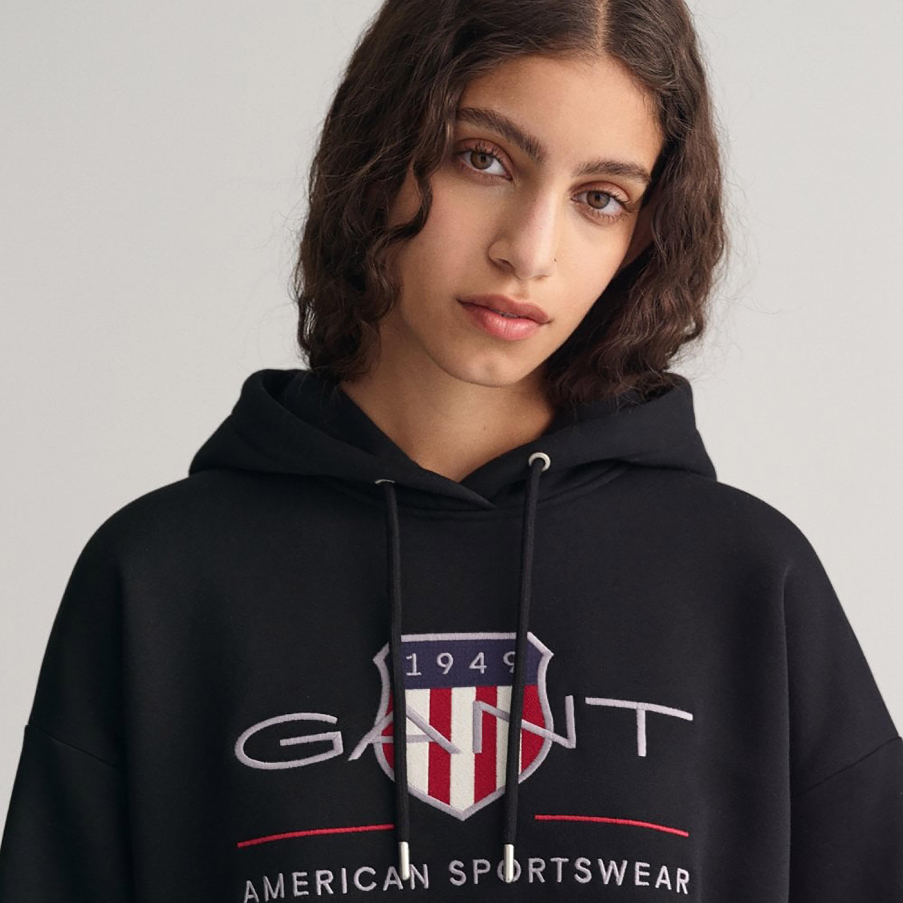 Gant Embroidered Logo Long Sleeves Hoodie with Kangaroo Pocket-women-clothing-hoodiesandsweatshirts-hoodies-image-3