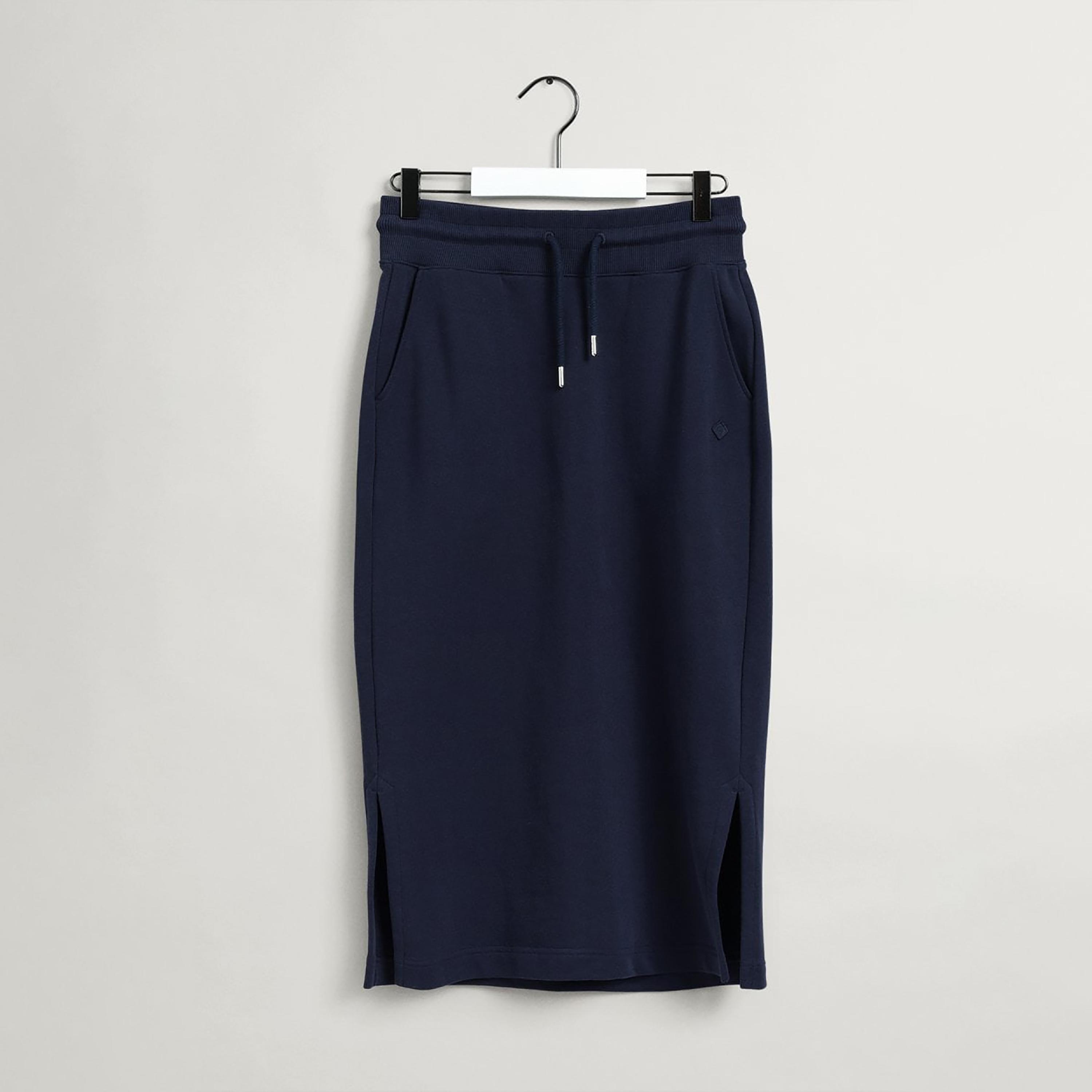 Gant Plain High-Rise Midi Skirt with Side Pocket-women-clothing-bottoms-skirts-image-1