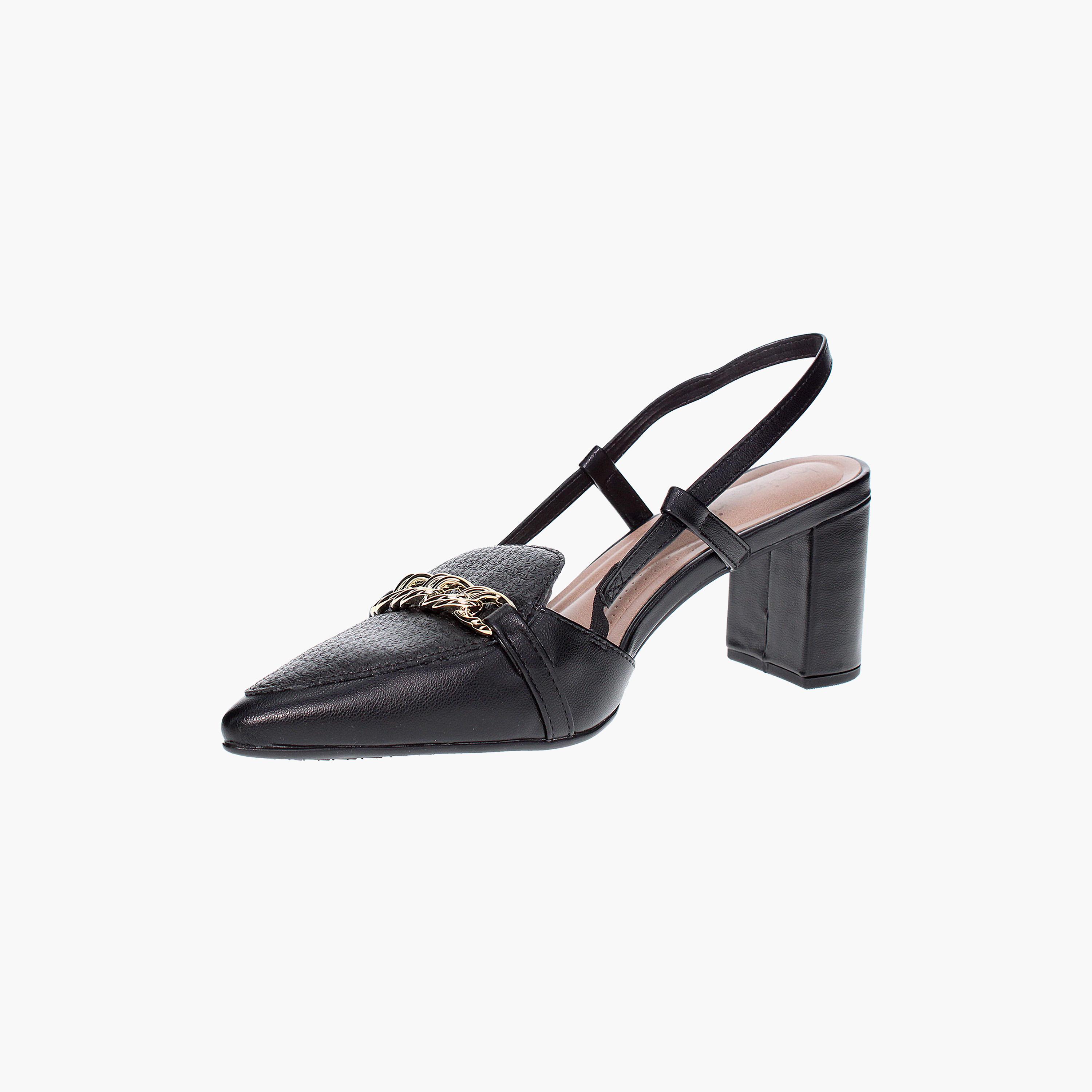 Beira Rio by Geoomnii  Women's Block Heel Pumps with Sling Back Strap & Braided Chain Detail | 4241-227-26068-women-shoes-heels-image-3