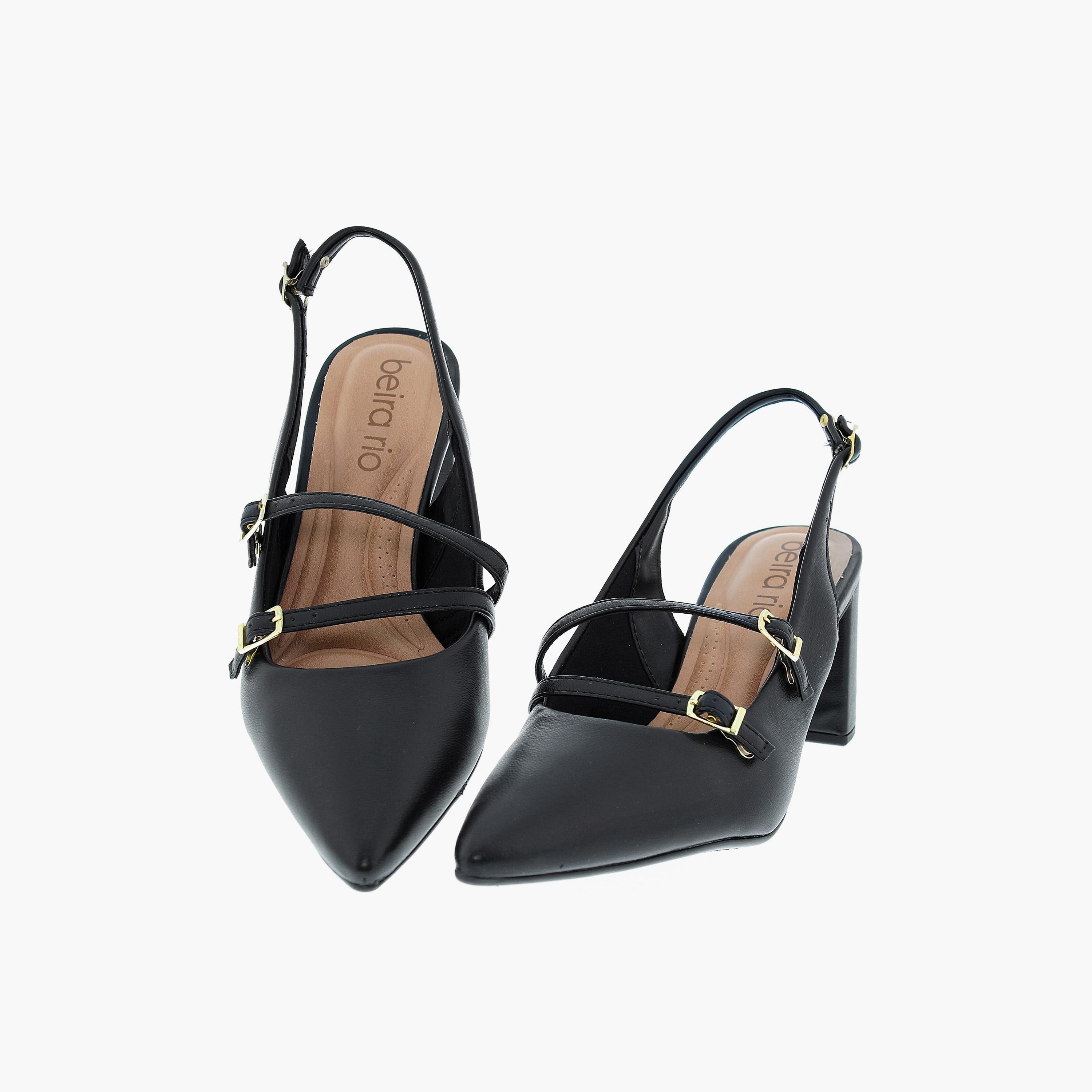 Beira Rio by Geoomnii  Women's Buckle Strap Block Pumps | 4241-234-9569-15745       -women-shoes-heels-image-3
