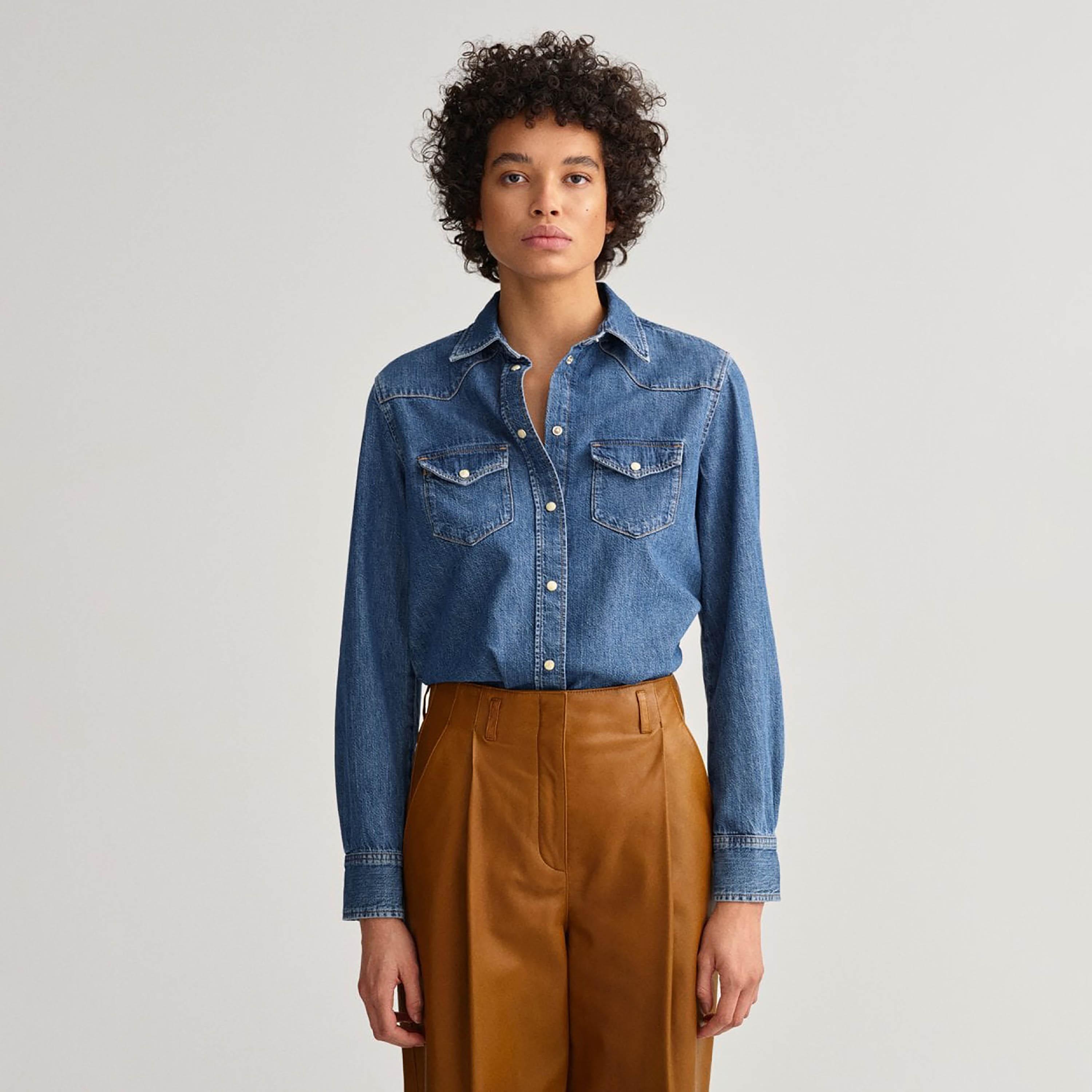 Gant Regular Fit Plain Collared Long Sleeves Women's Shirt-women-clothing-shirtsandblouses-shirts-image-1