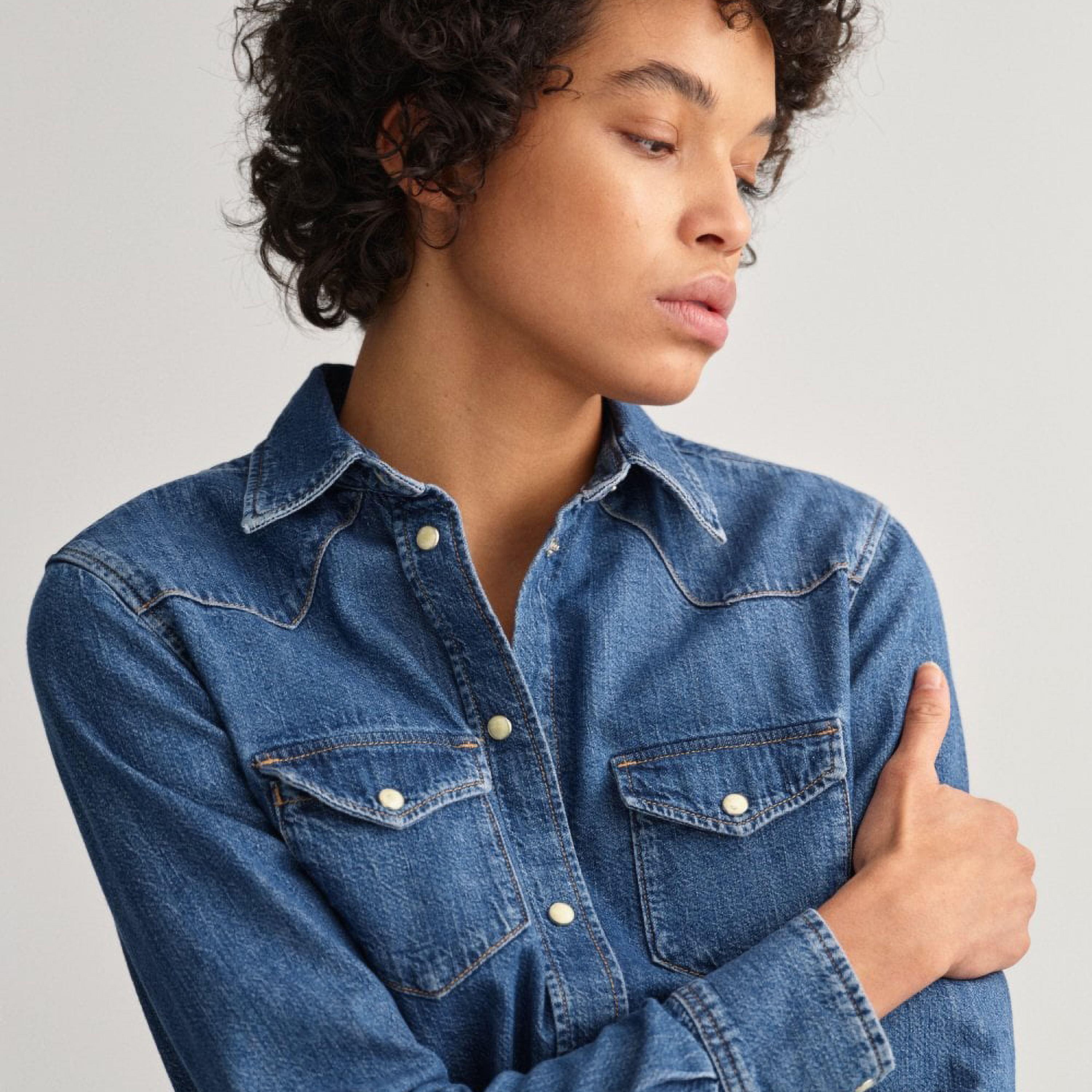 Gant Regular Fit Plain Collared Long Sleeves Women's Shirt-women-clothing-shirtsandblouses-shirts-image-3