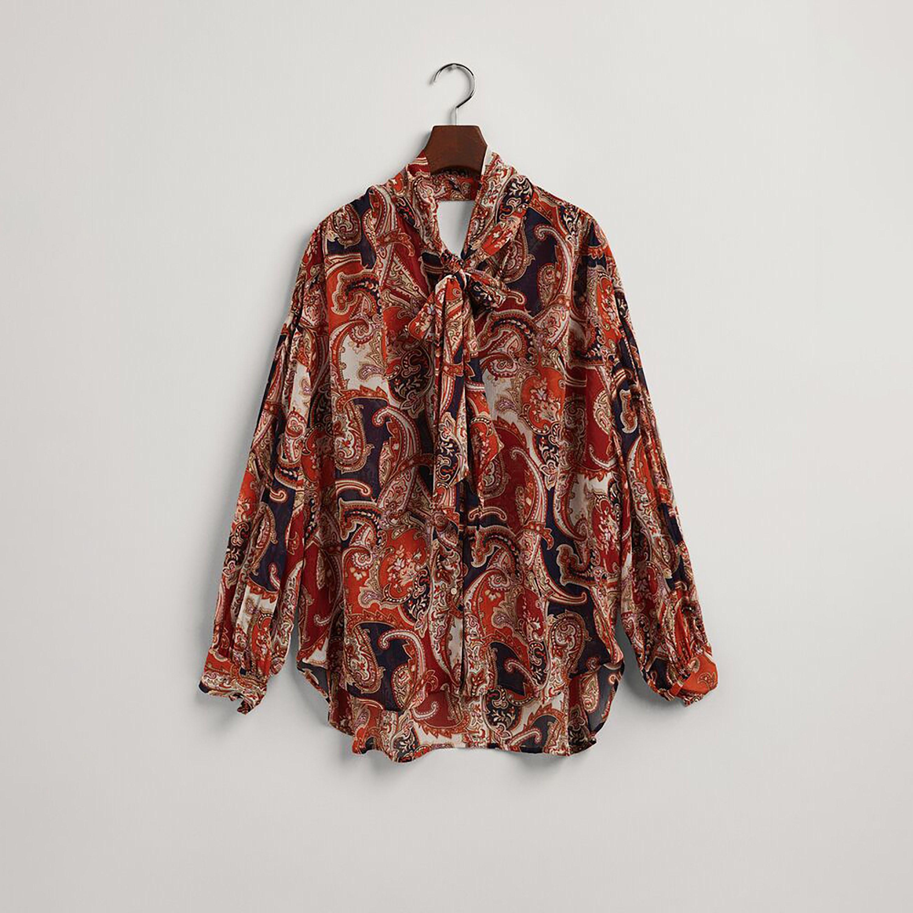 Gant Regular Fit Paisley Tie-Up Neck Long Sleeves Women's Shirt-women-clothing-shirtsandblouses-shirts-image-1