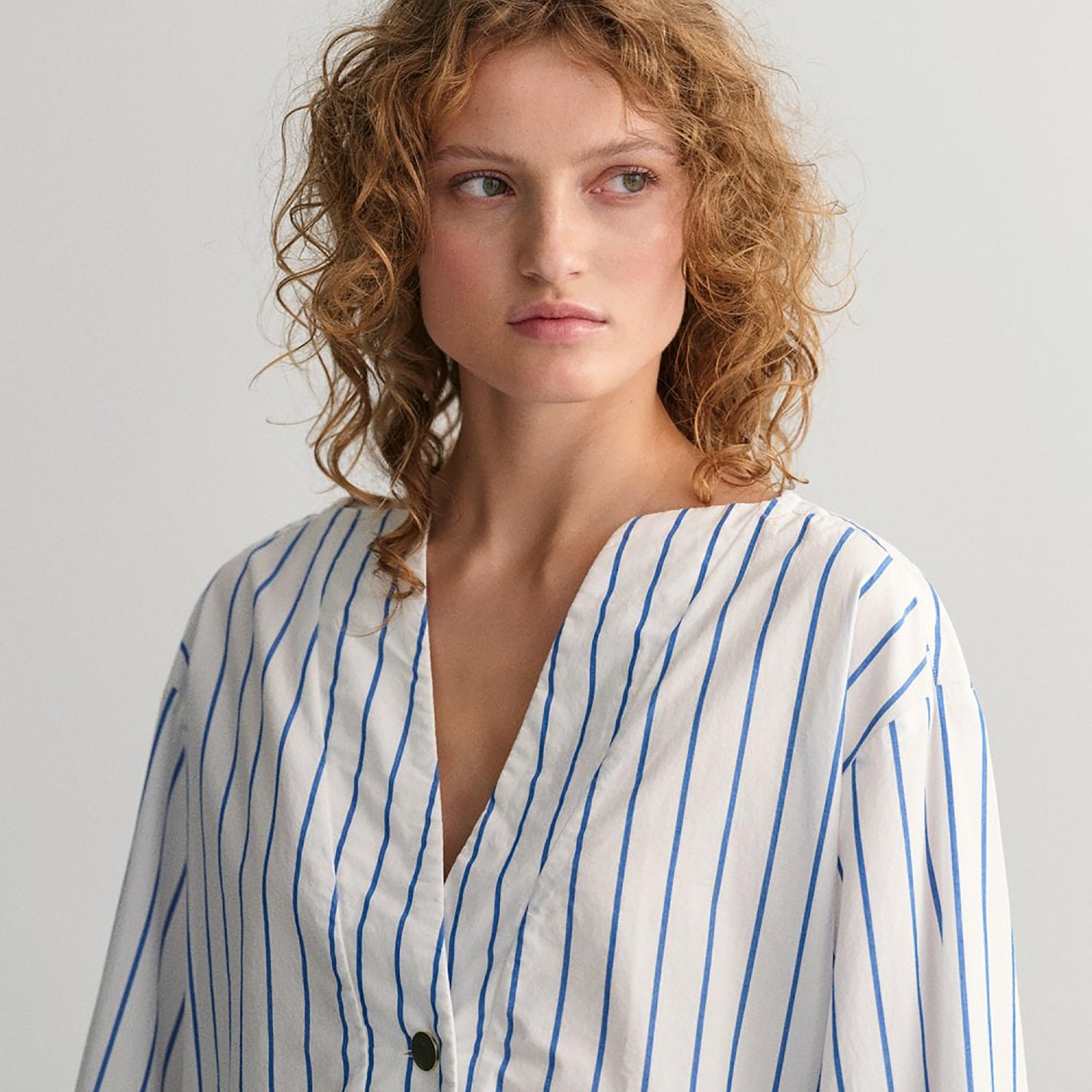 Gant Relaxed Fit Striped V-Neck Long Sleeves Women's Shirt-women-clothing-shirtsandblouses-shirts-image-3